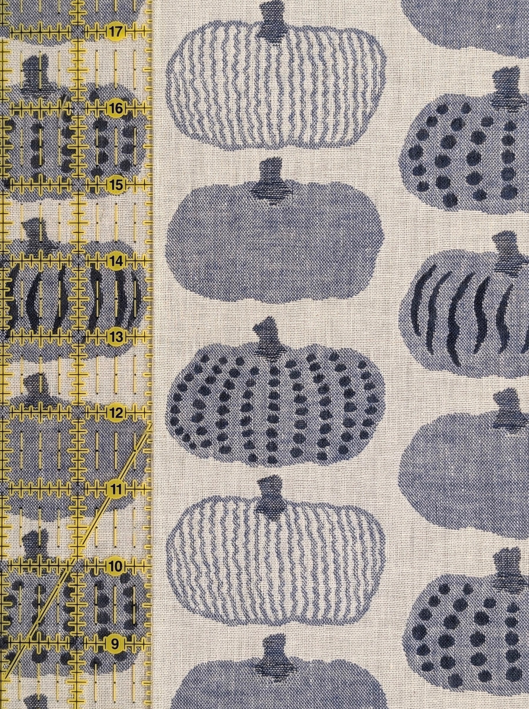 Kobayashi - Pumpkin Double Sided Jacquard Cotton Fabric - Blue & Beige