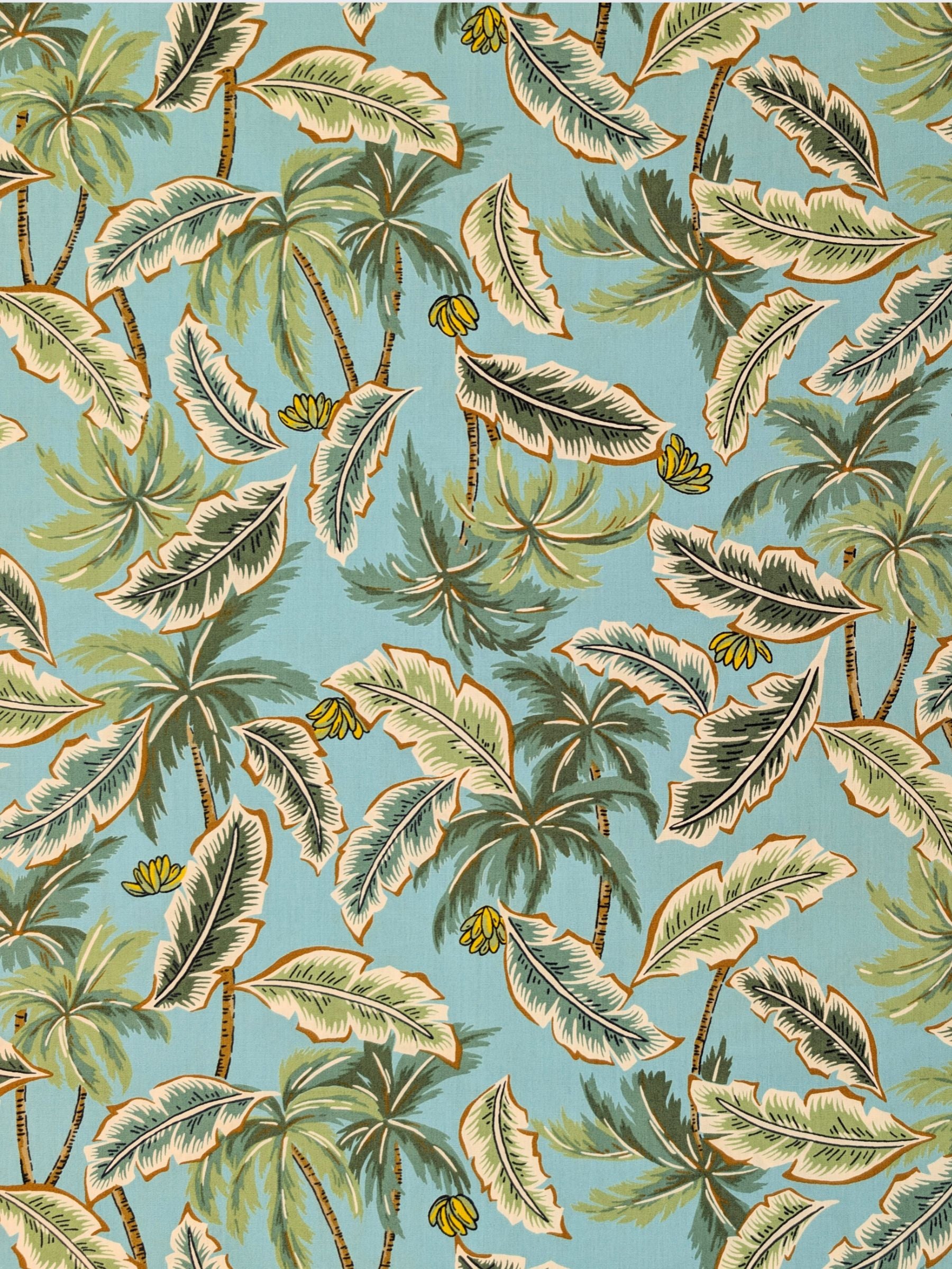 Sevenberry - Tropical Palms Cotton Broadcloth Fabric - Turquoise