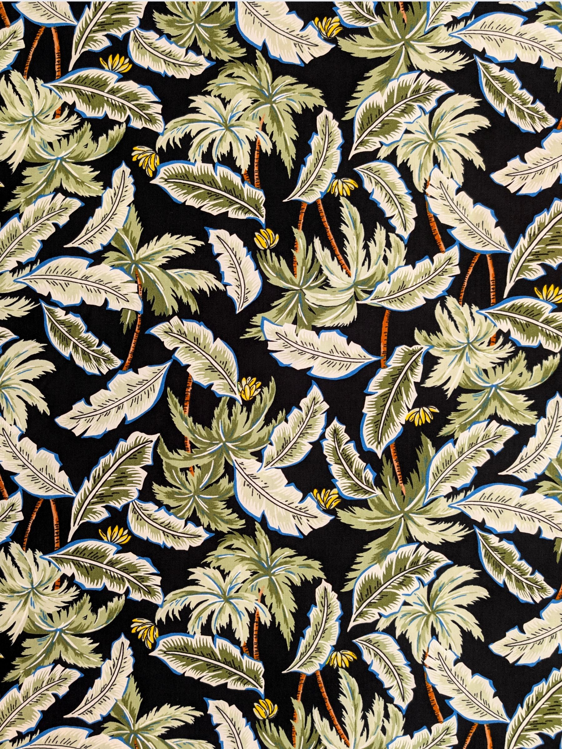 Sevenberry - Tropical Palms Cotton Broadcloth Fabric - Black