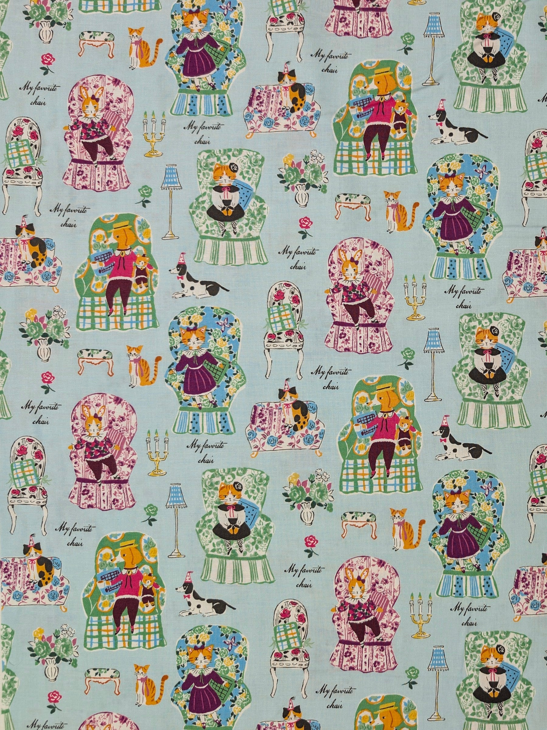 Yuwa - My Favorite Chair Cotton Shirting Fabric - Teal
