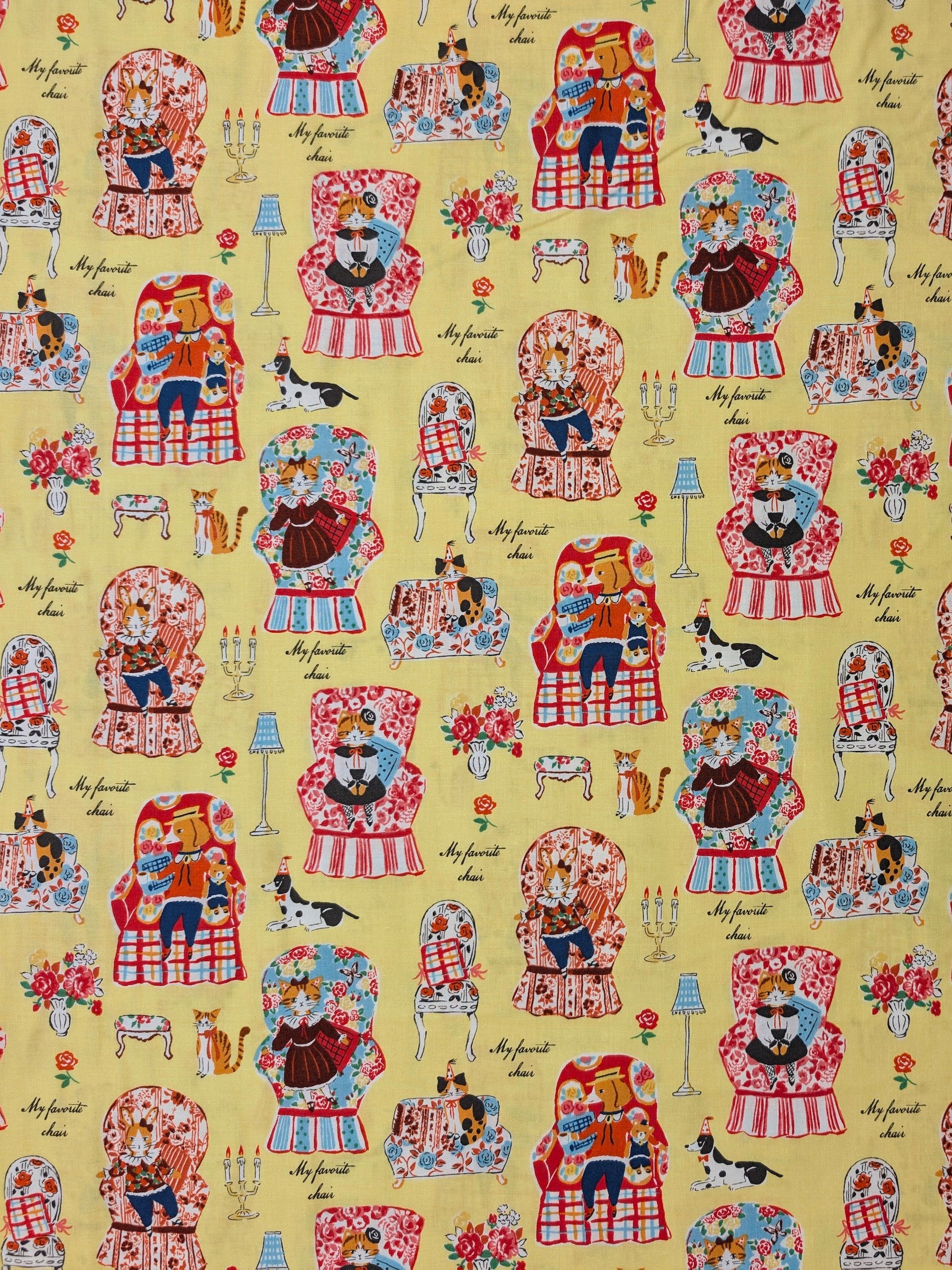 Yuwa - My Favorite Chair Cotton Shirting Fabric - Yellow