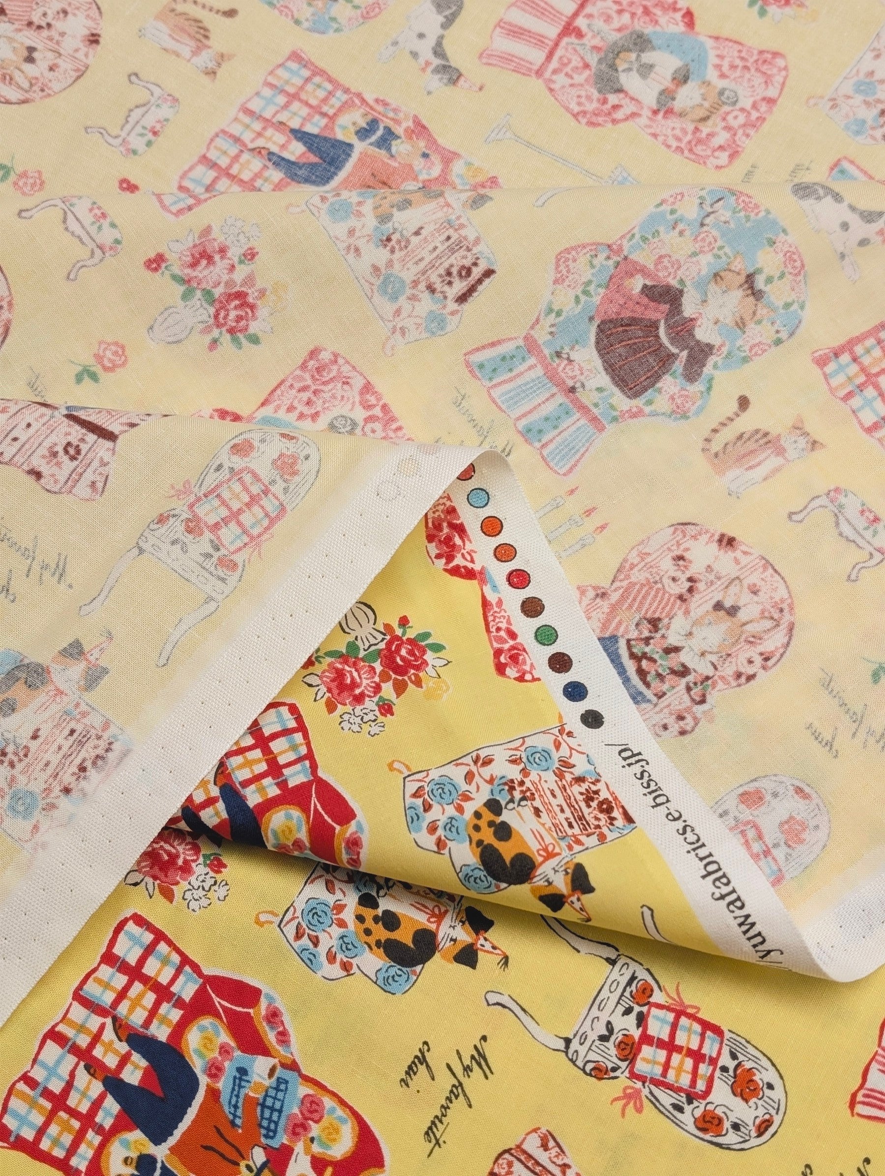 Yuwa - My Favorite Chair Cotton Shirting Fabric - Yellow