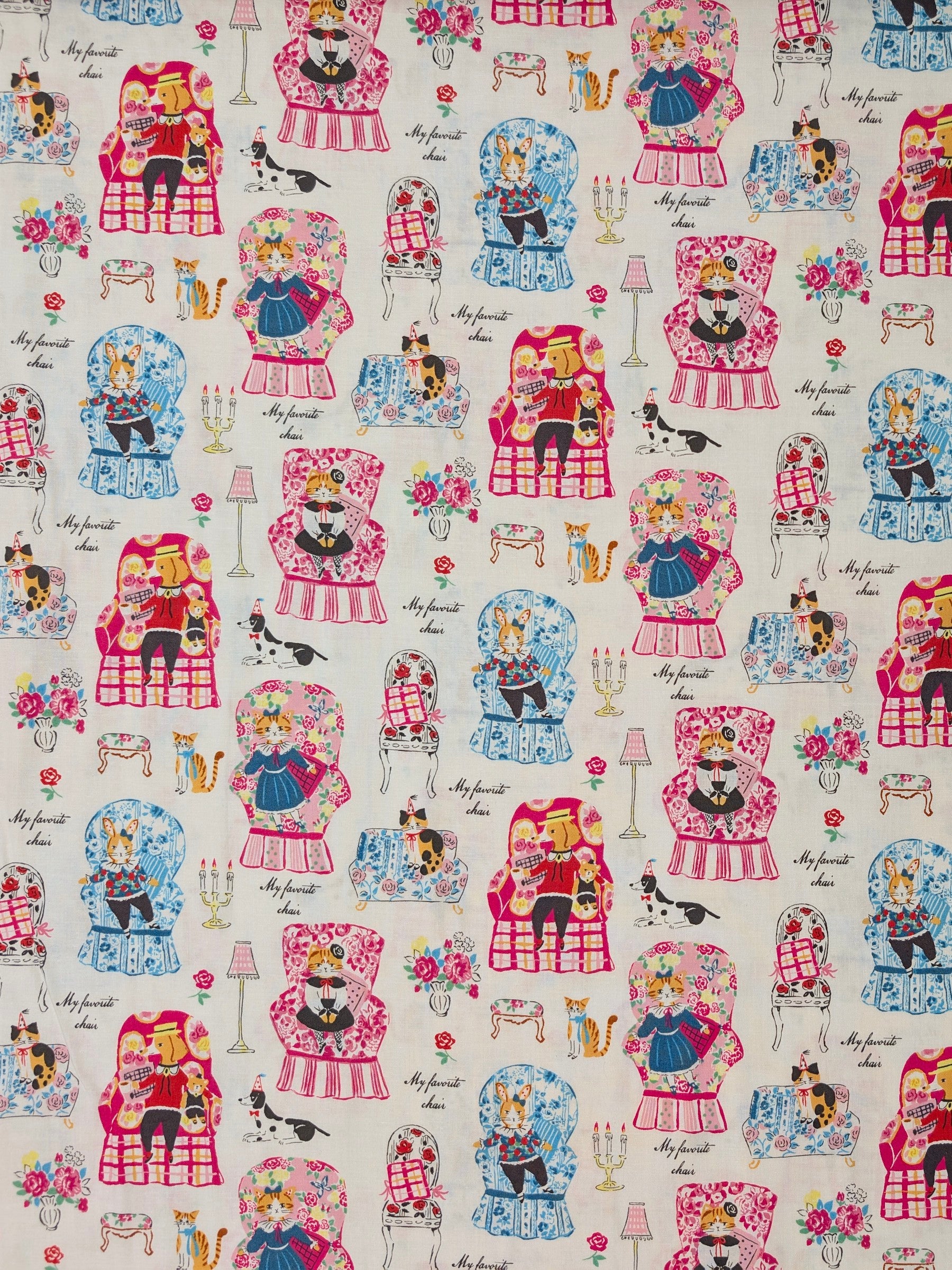 Yuwa - My Favorite Chair Cotton Shirting Fabric - White