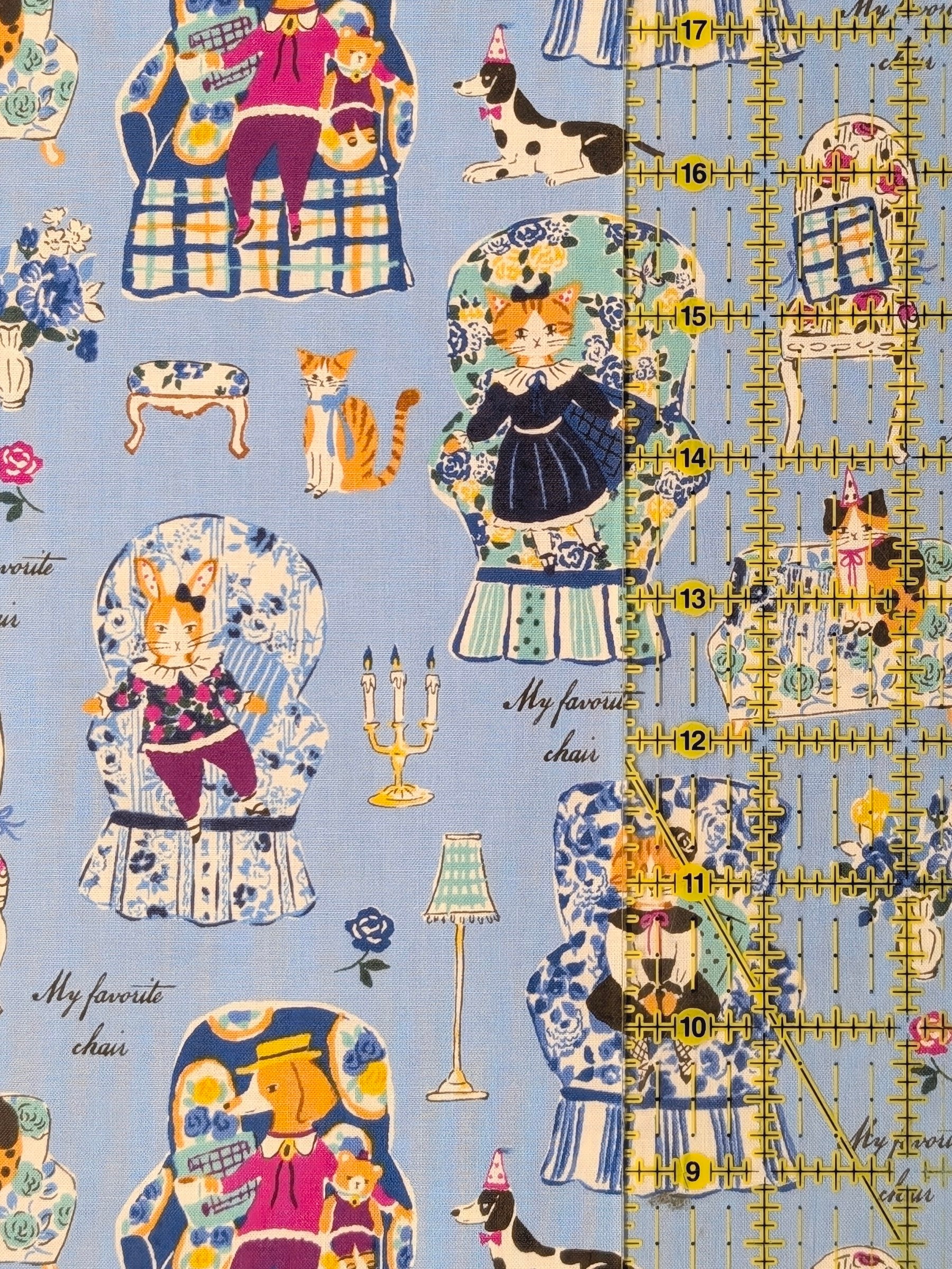 Yuwa - My Favorite Chair Cotton Shirting Fabric - Blue