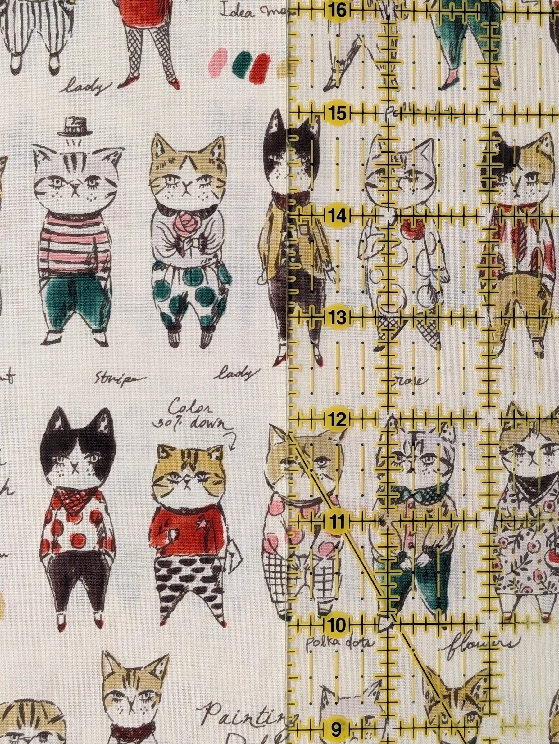 Yuwa - Concept Cats Cotton Shirting Fabric - White