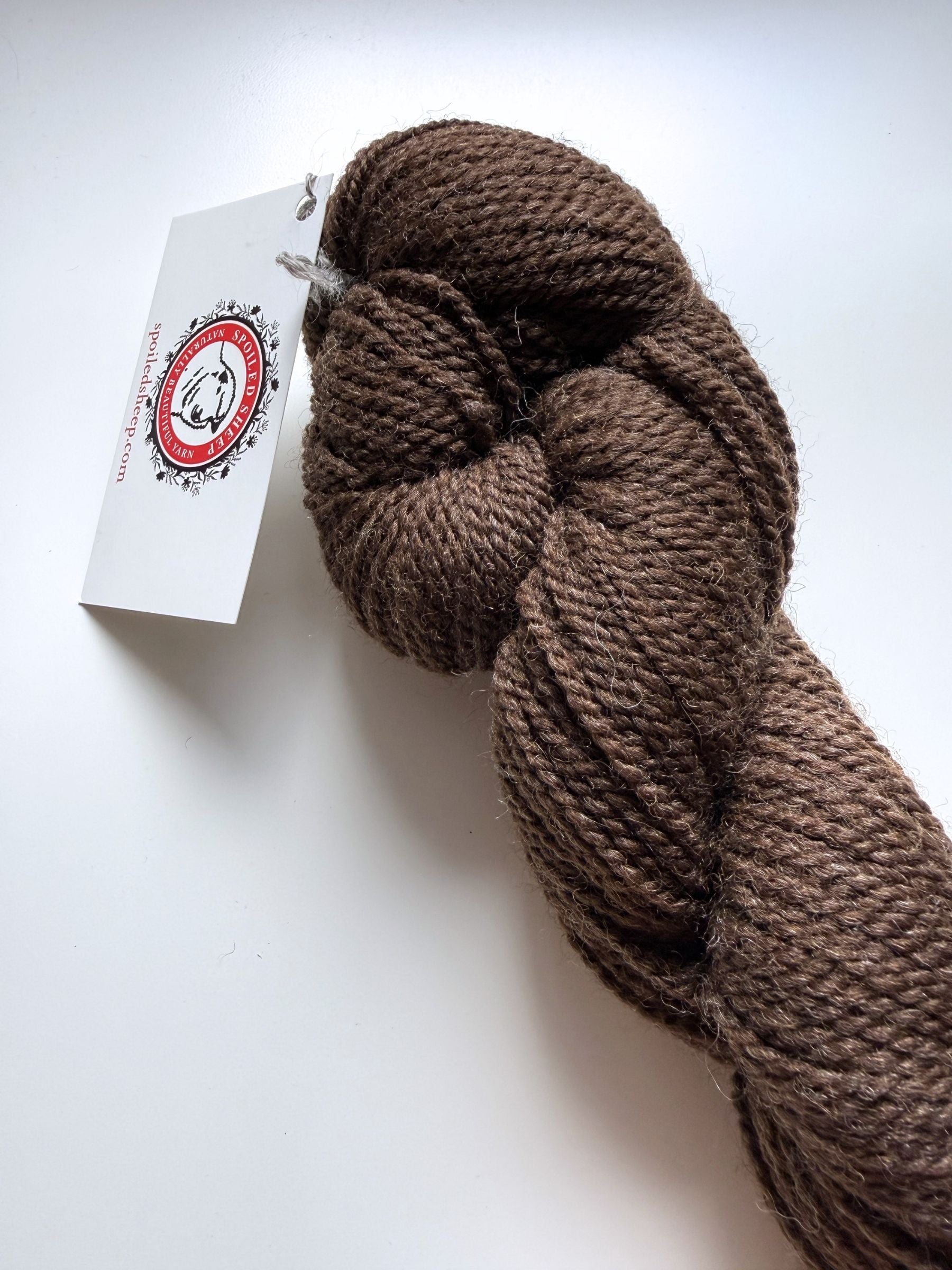 Spoiled Sheep - Romney/Rambouillet Wool Yarn 200yd - Lizzie #15 Rich Brown