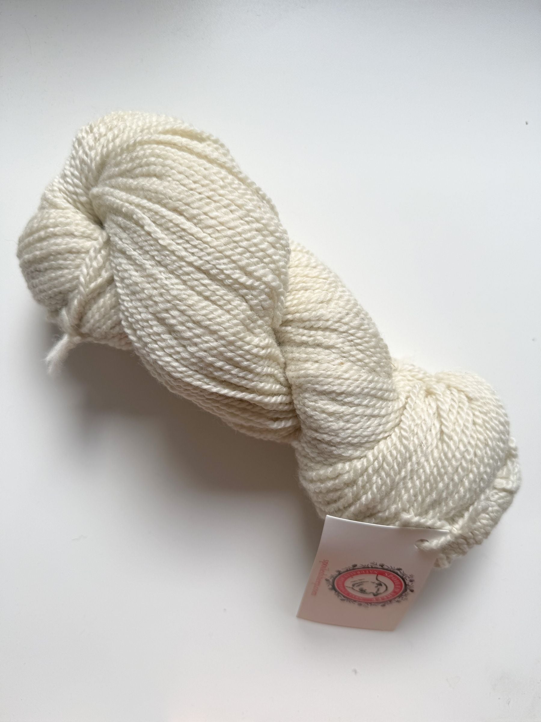 Spoiled Sheep - Wensleydale/Rambouillet Wool Yarn 200yd - Natalie #19 Natural White