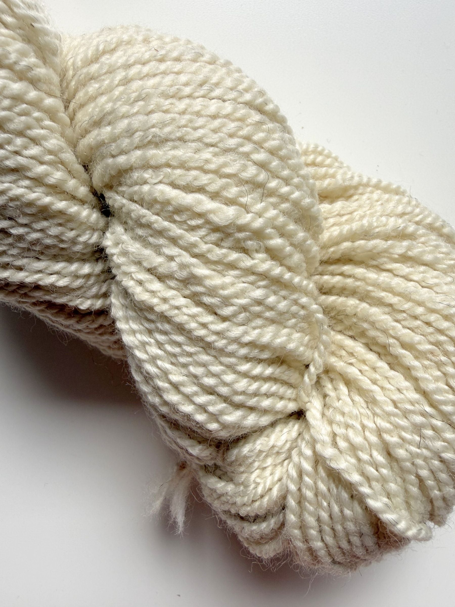 Spoiled Sheep - Wensleydale/Rambouillet Wool Yarn 200yd - Natalie #19 Natural White