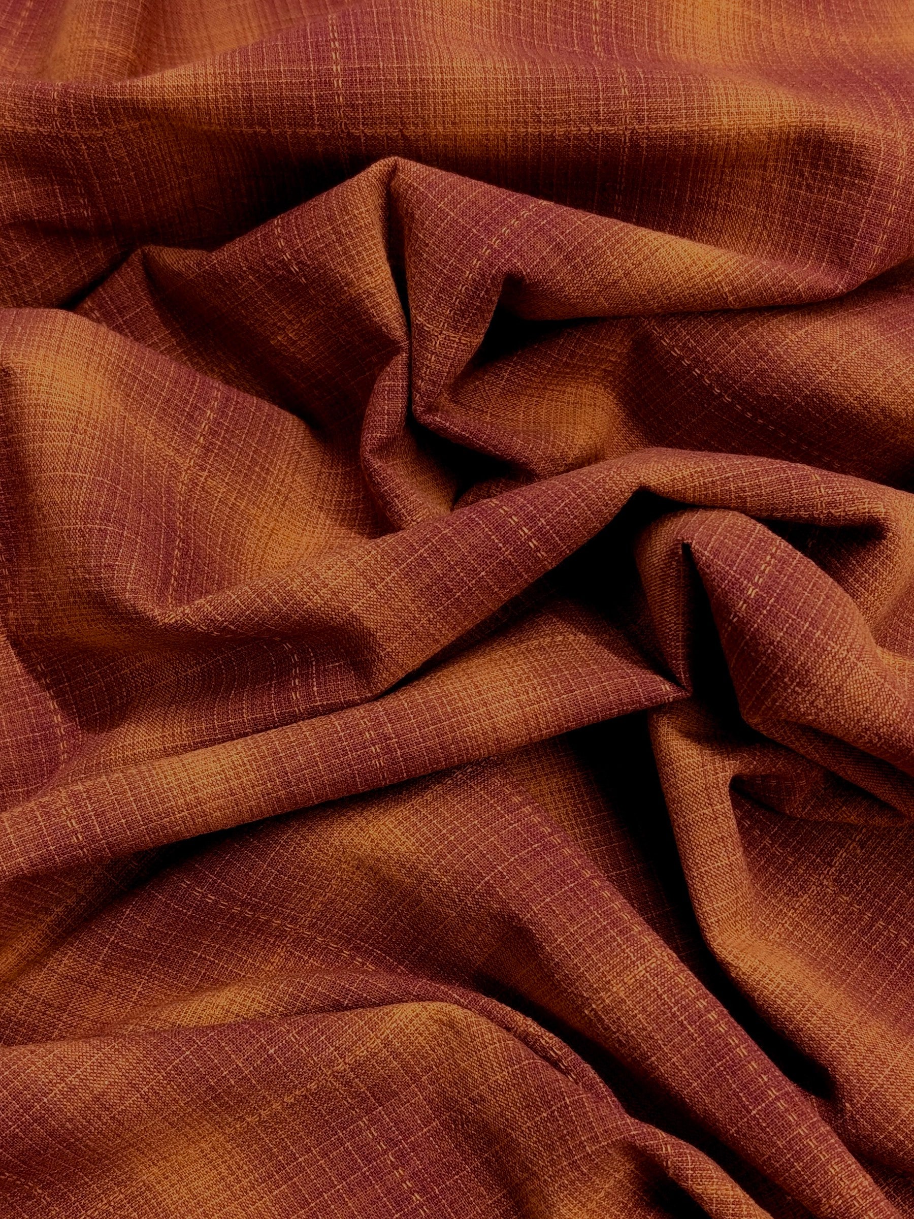 Handworks - Ombre Glen Plaid Yarn Dyed Cotton Fabric - Brick