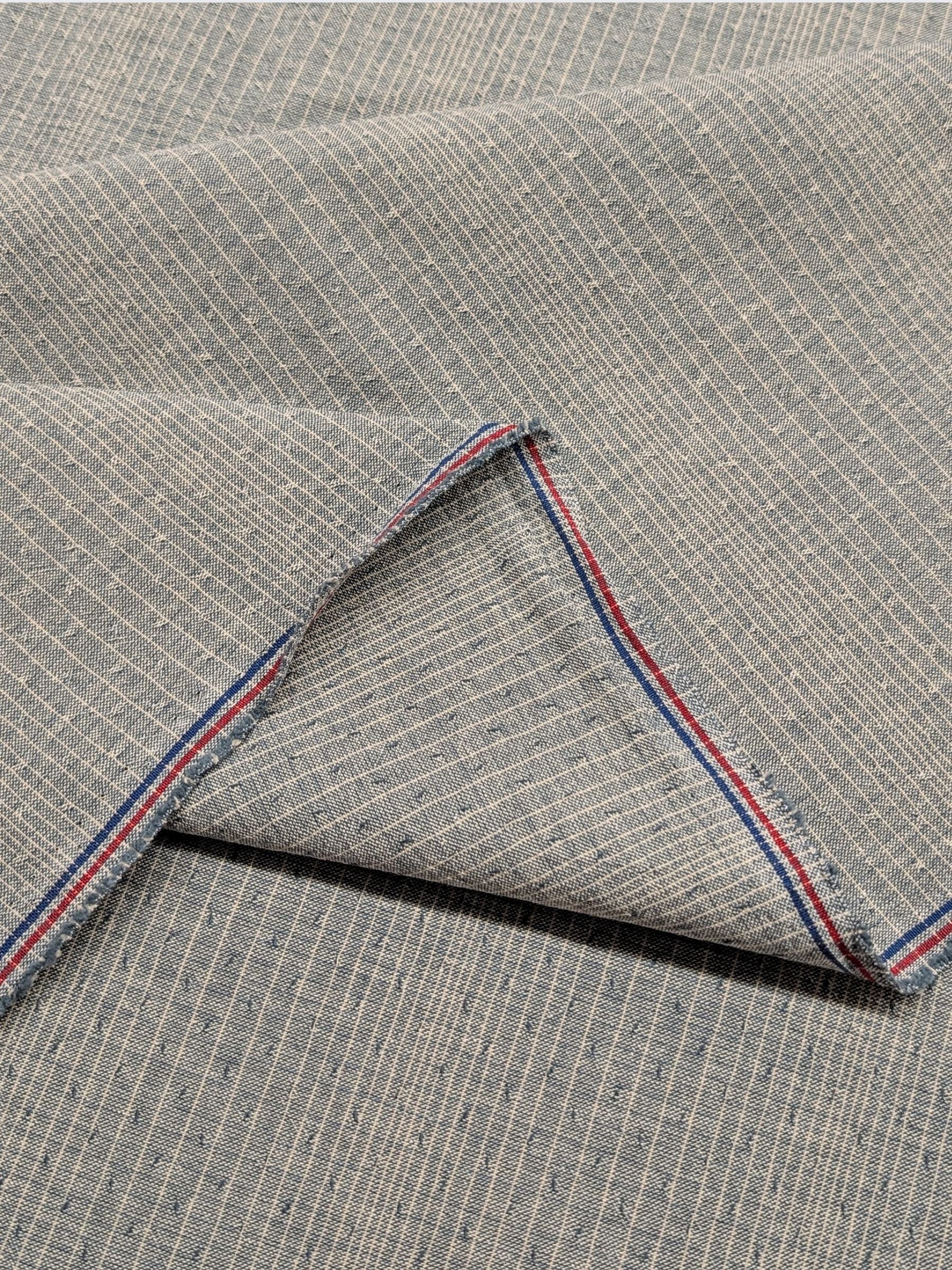 Textile Pantry - Varied Lined Textured Yarn Dyed Fabric - Pale Blue