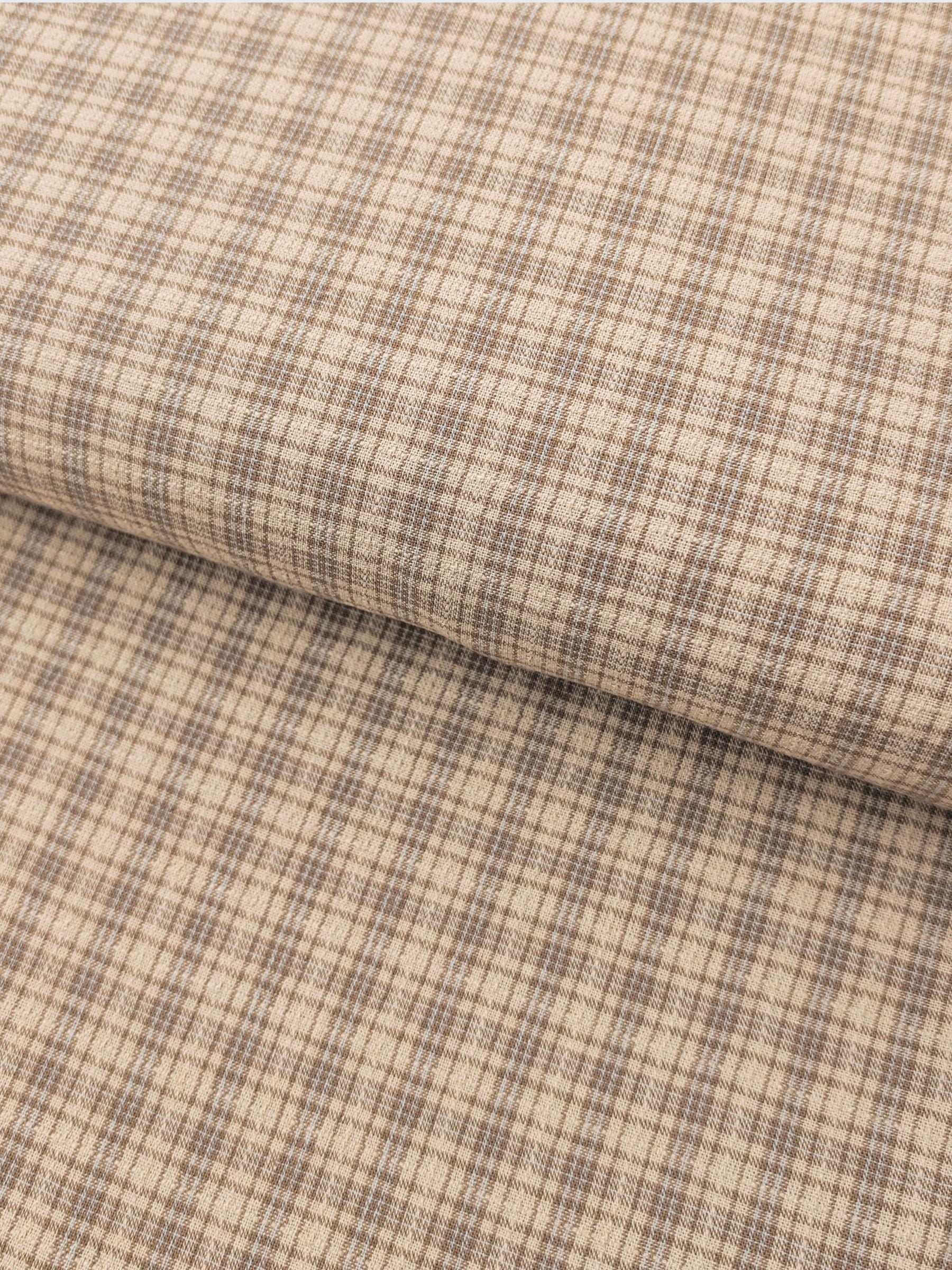 Textile Pantry - Check Plaid Yarn Dyed Cotton Fabric - Beige
