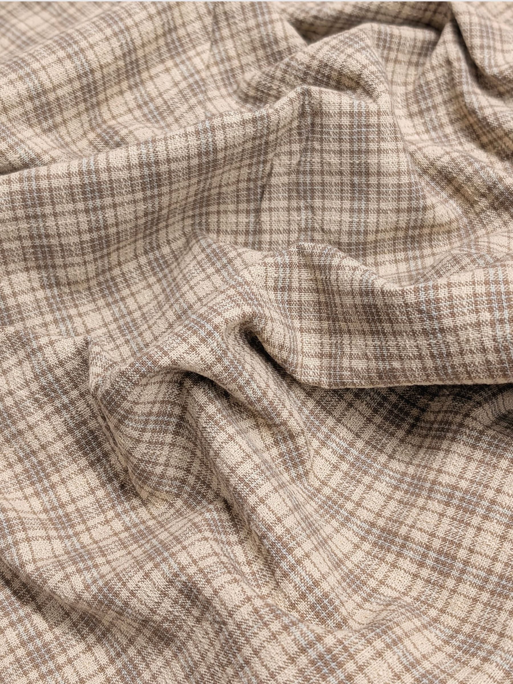 Textile Pantry - Check Plaid Yarn Dyed Cotton Fabric - Beige