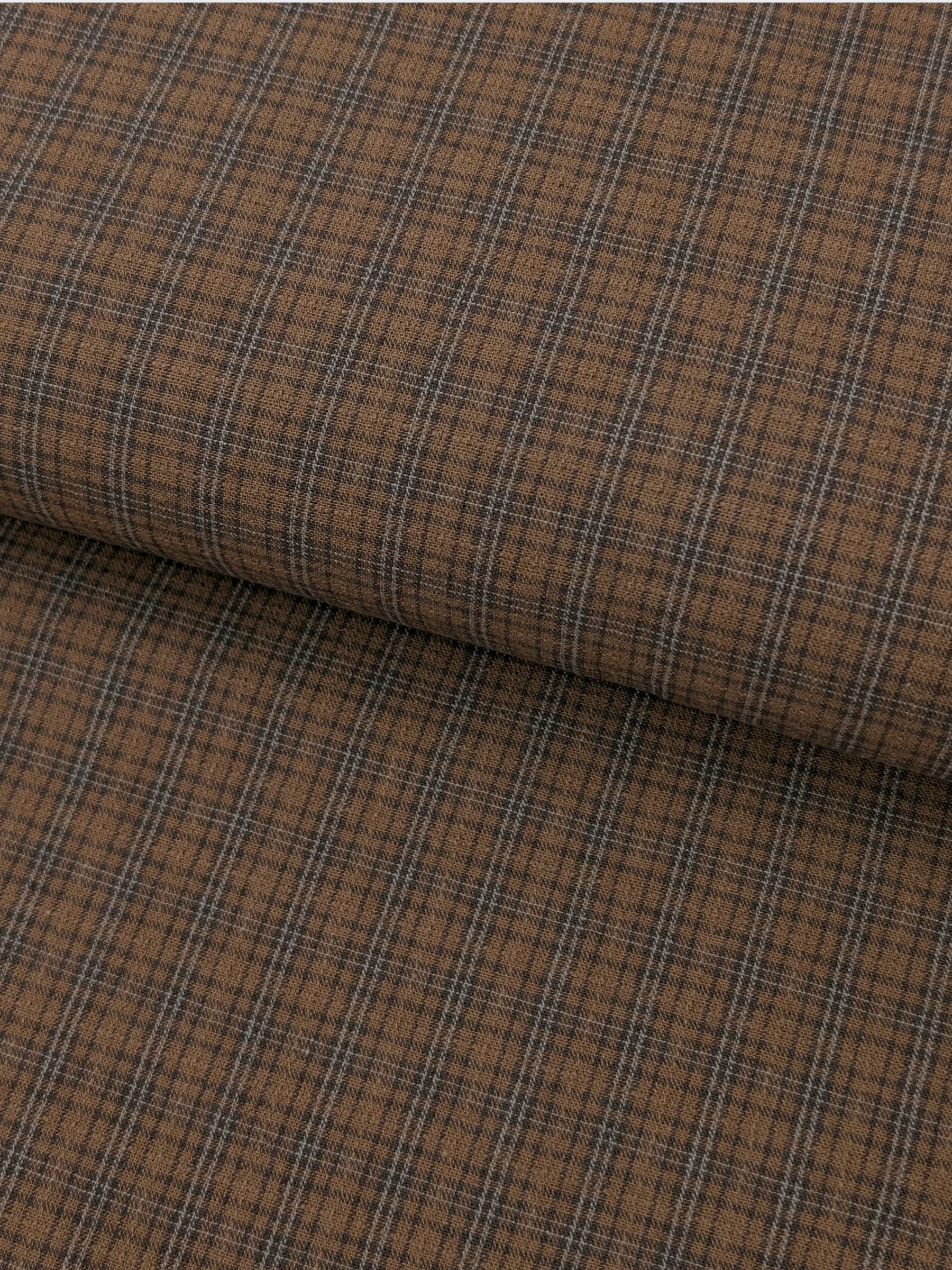 Textile Pantry - Check Plaid Yarn Dyed Cotton Fabric - Brown