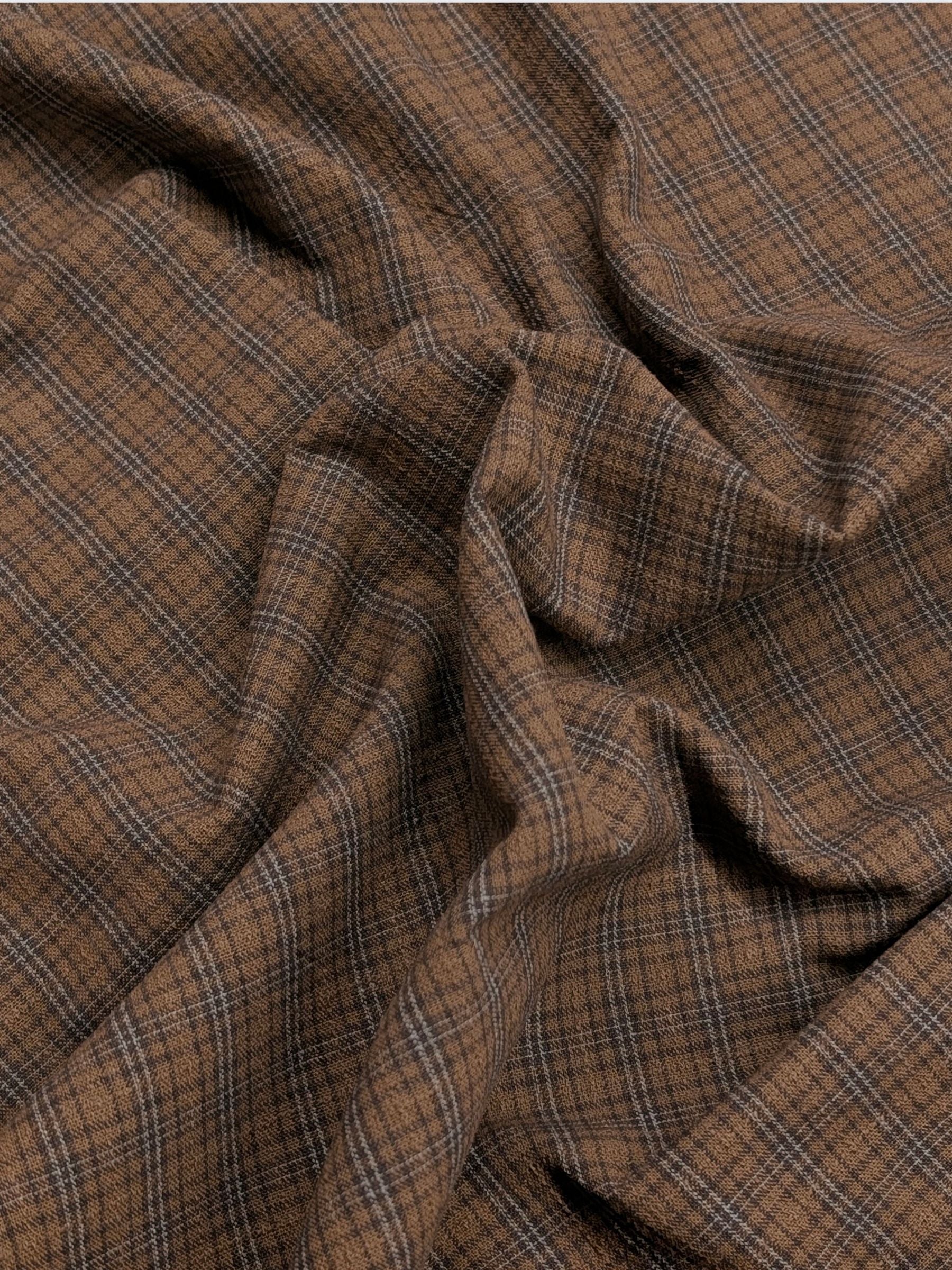 Textile Pantry - Check Plaid Yarn Dyed Cotton Fabric - Brown