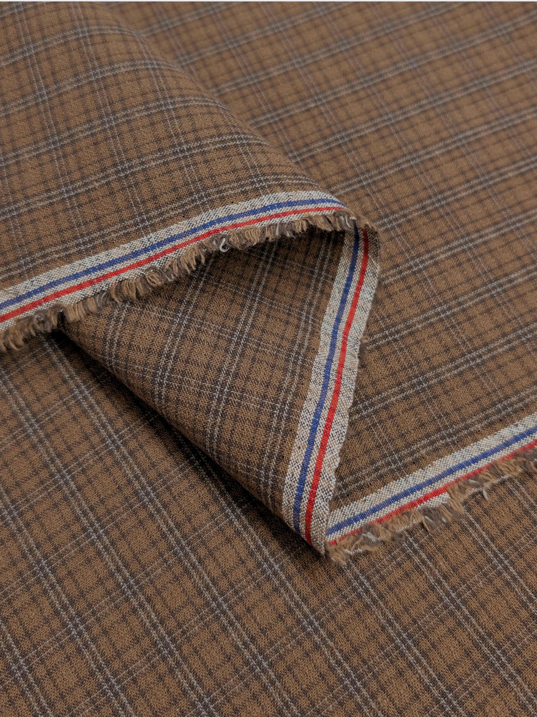 Textile Pantry - Check Plaid Yarn Dyed Cotton Fabric - Brown