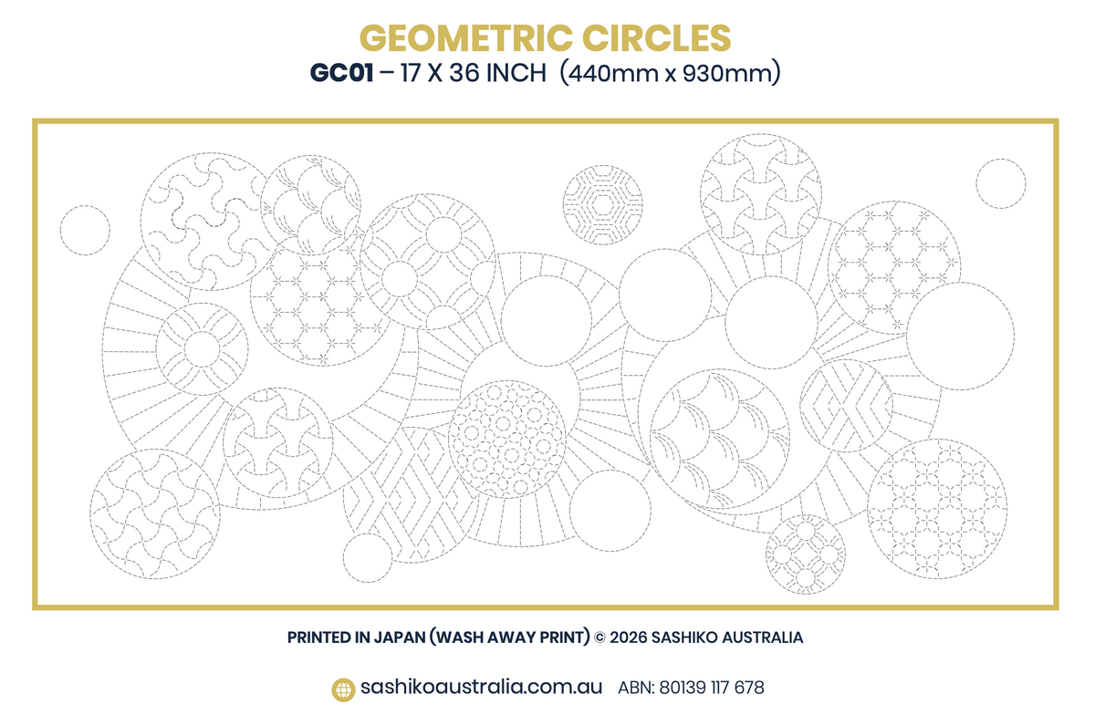Sashiko Australia - Geometric Circles 1 - Navy