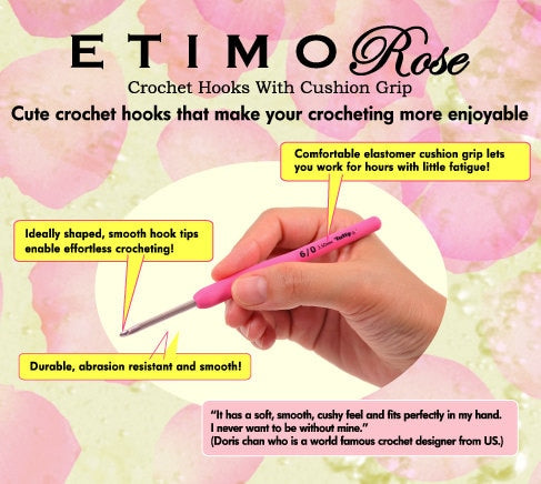 Tulip - Small Hooks Set "Etimo" Rose Cushion Grip Crochet Hooks - Pink