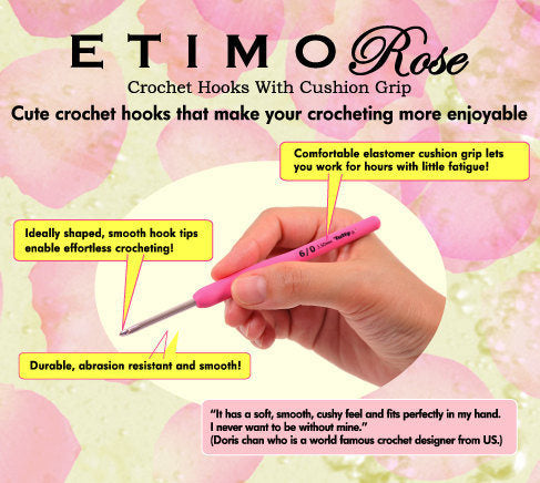 Tulip - Small Hooks Singles "Etimo" Steel Crochet Hook with Cushion Grip - Pink