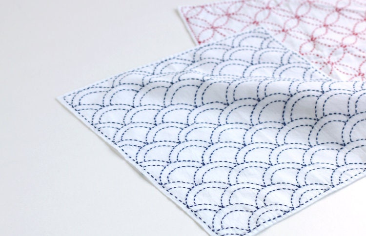 Daruma - Daria Dahlia Cotton Sashiko Fukin Sampler Cloth - White