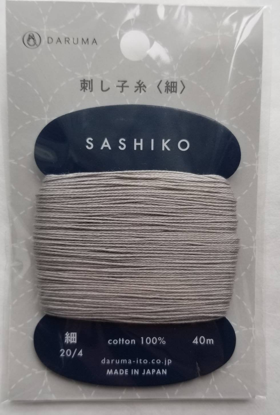 Daruma - Cotton Sashiko Thread 40m Card 20/4 - #217 Grey