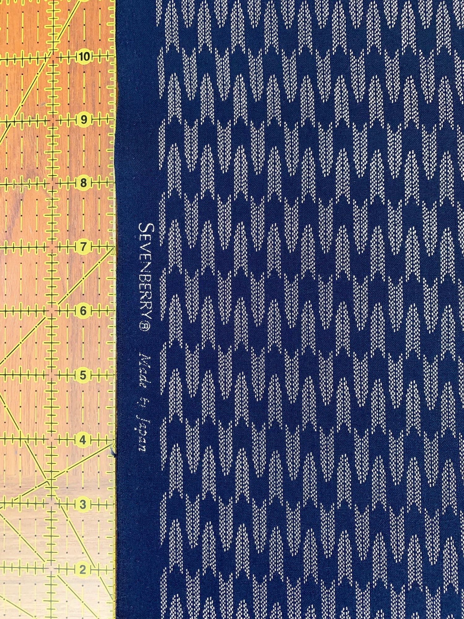Sevenberry Zigzag Yabane arrows Japanese cotton fabric 88222-6-4 navy blue beige