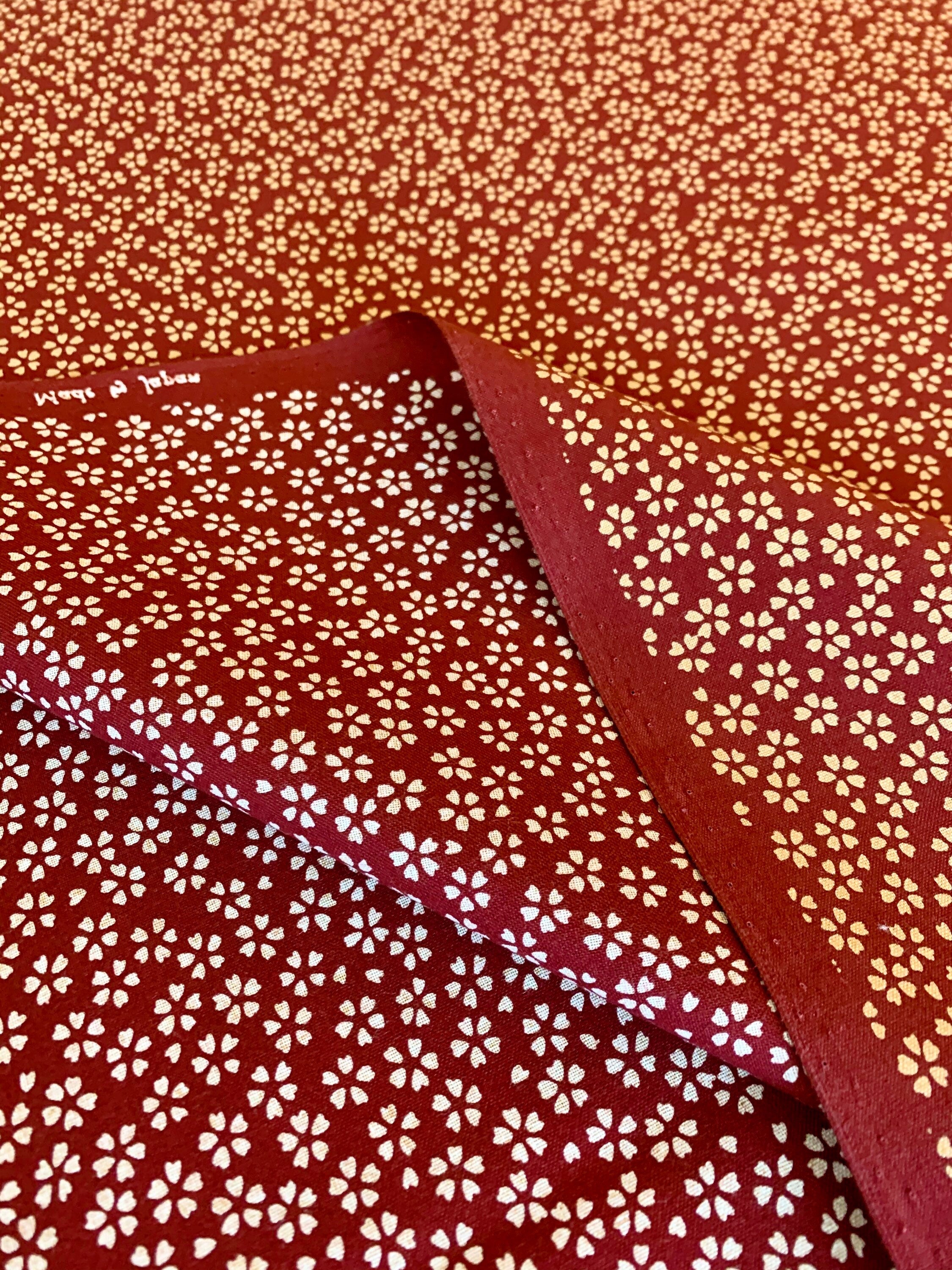 Sakura Cherry Blossom Sevenberry Japanese cotton fabric 88222-1-4 wine red and beige