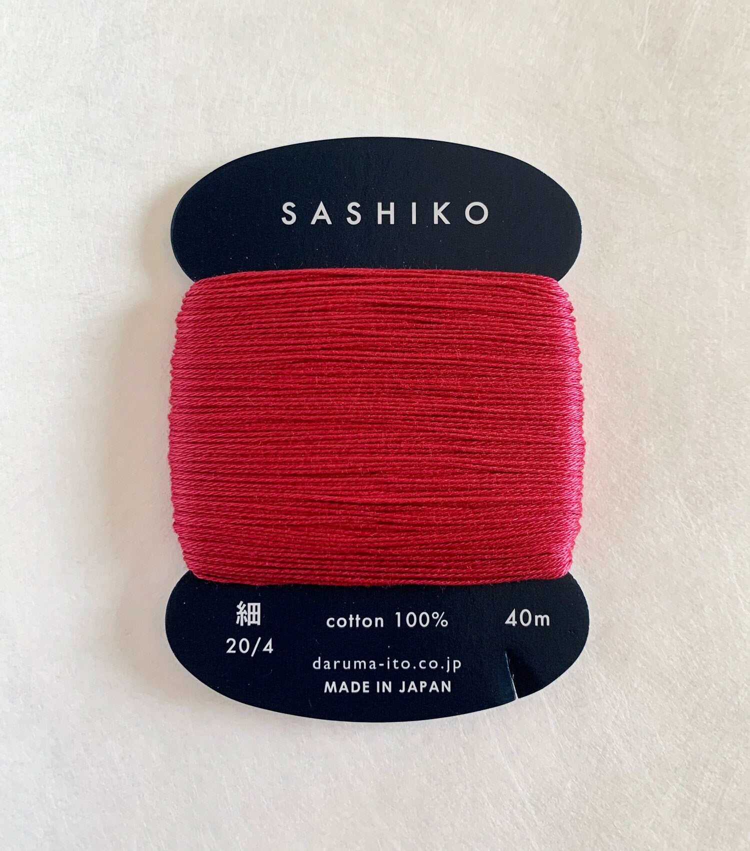 Daruma - Cotton Sashiko Thread 40m Card 20/4 - #221 Akane Red