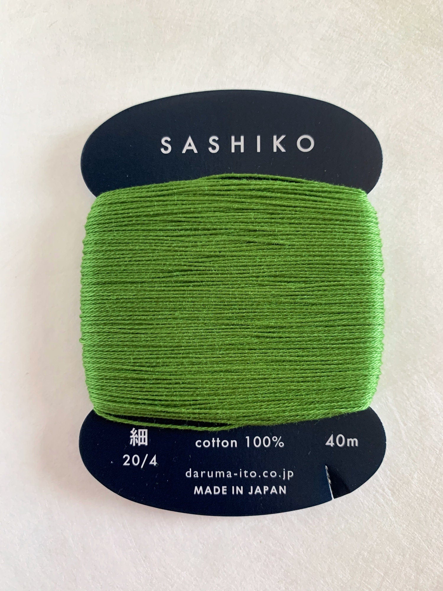 Daruma - Cotton Sashiko Thread 40m Card 20/4 - #227 Moegi Sprout Green