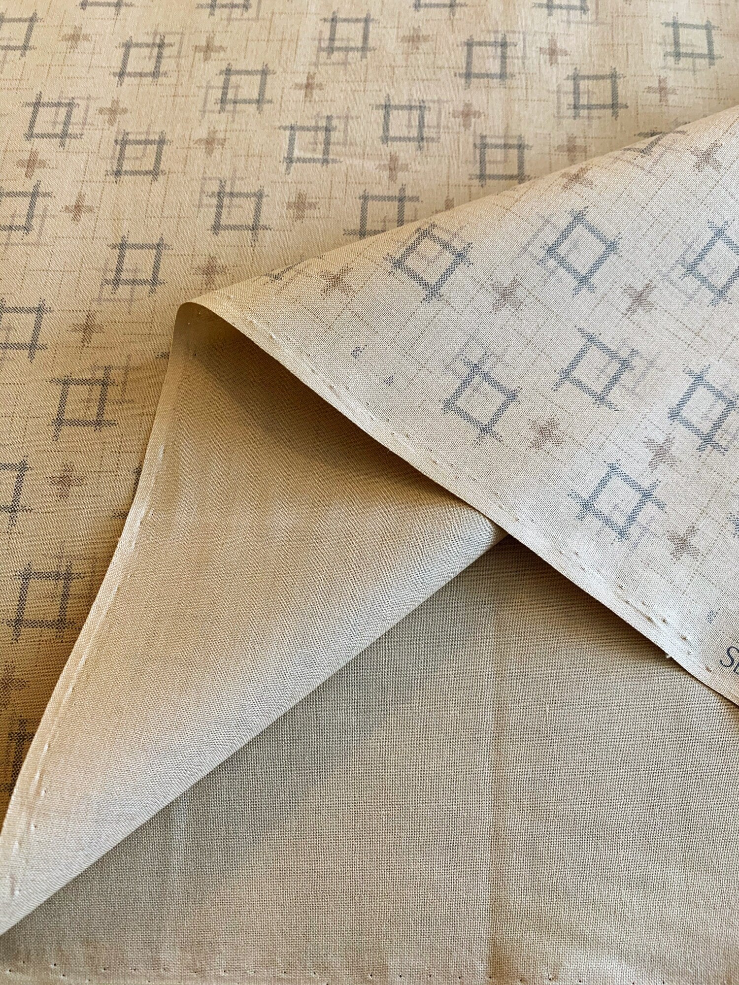 Sevenberry printed ikat kasuri well hashtag Japanese cotton fabric 88229-1-1 beige