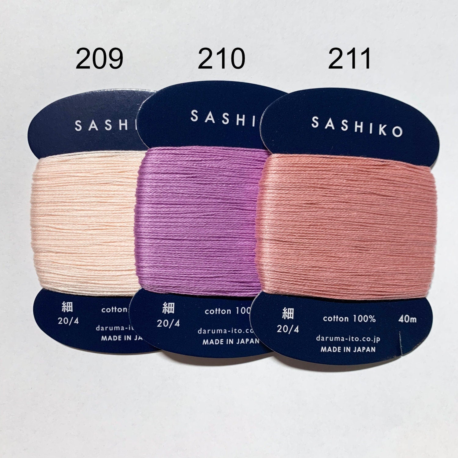 Daruma - Cotton Sashiko Thread 40m Card 20/4 - #209 Cherry Blossom
