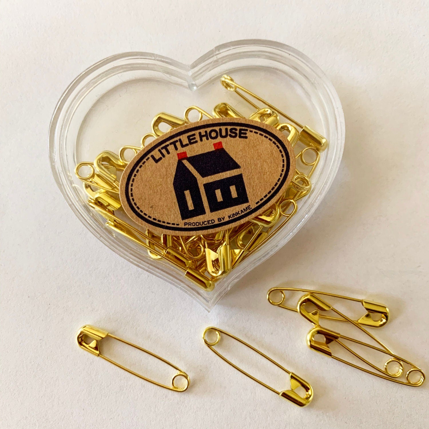 Little House - Golden Heart Safety Pin