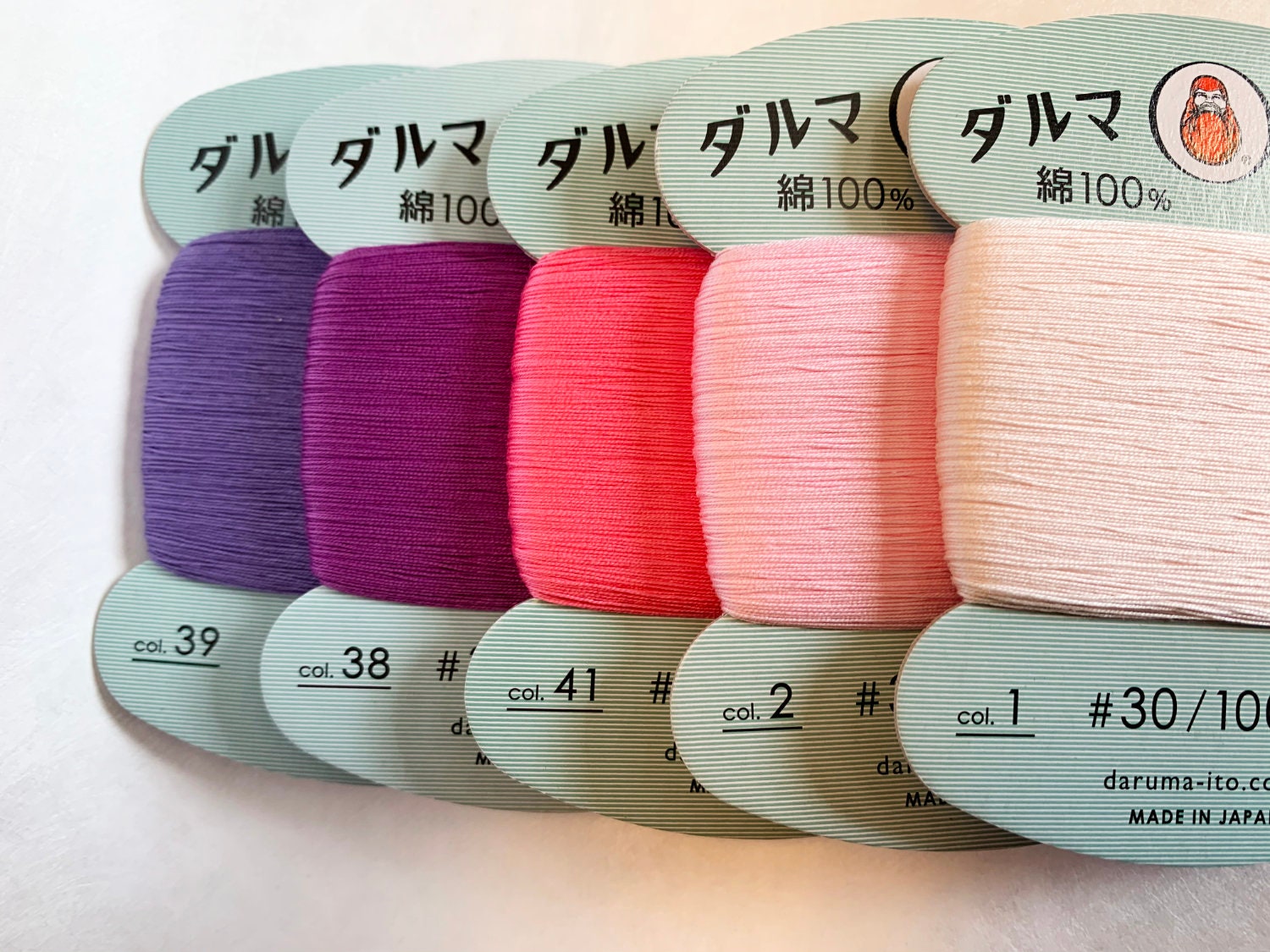 Daruma - Cotton Hand Sewing Thread Size #30 100m Card - Color #39 Lavender