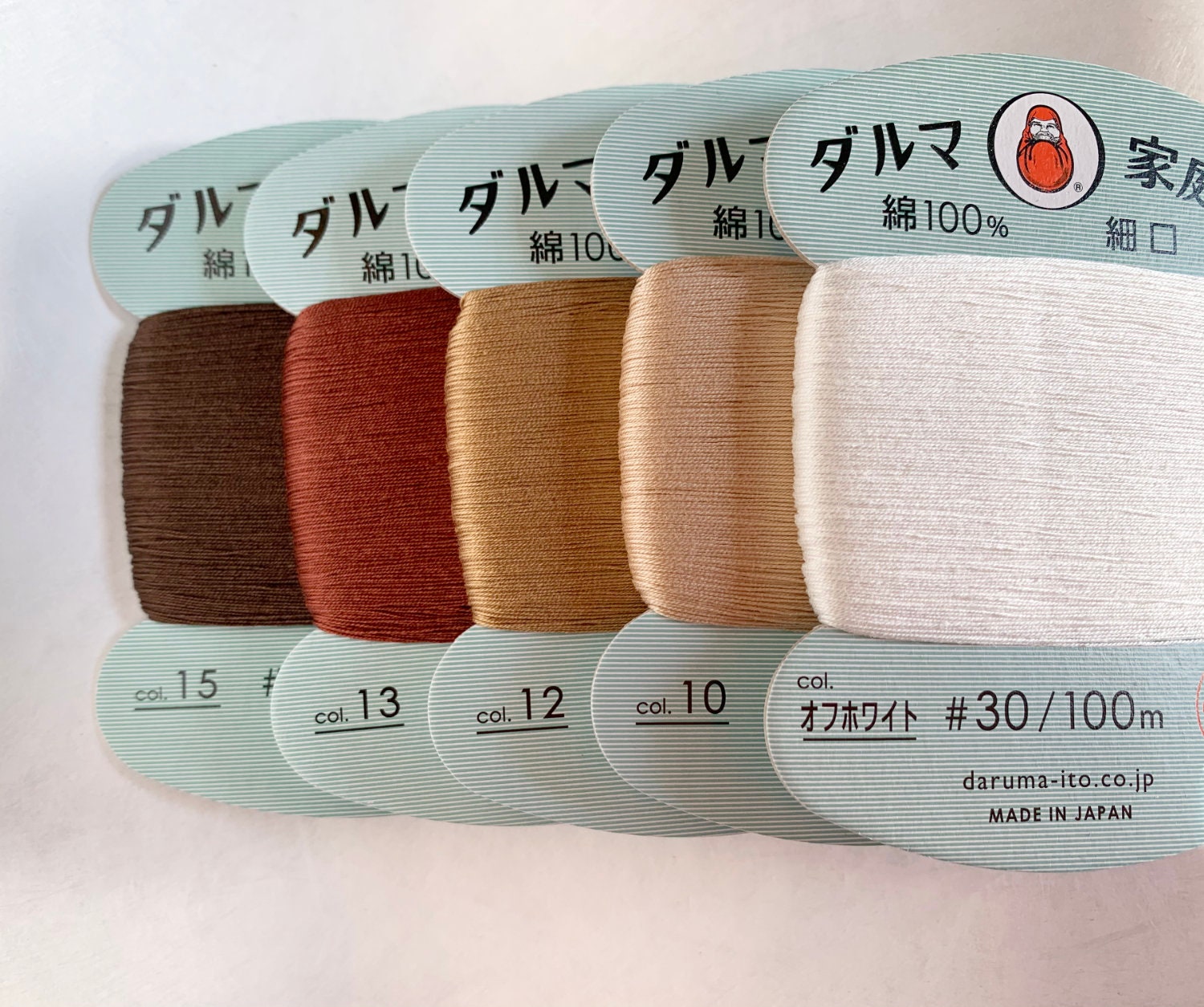 Daruma - Cotton Hand Sewing Thread Size #30 100m Card - Color #12 Milk Tea