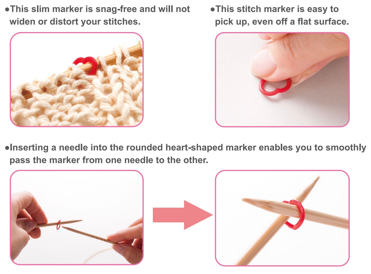 Tulip - Small "Heart" Stitch Markers Amicolle Knitting Accessories