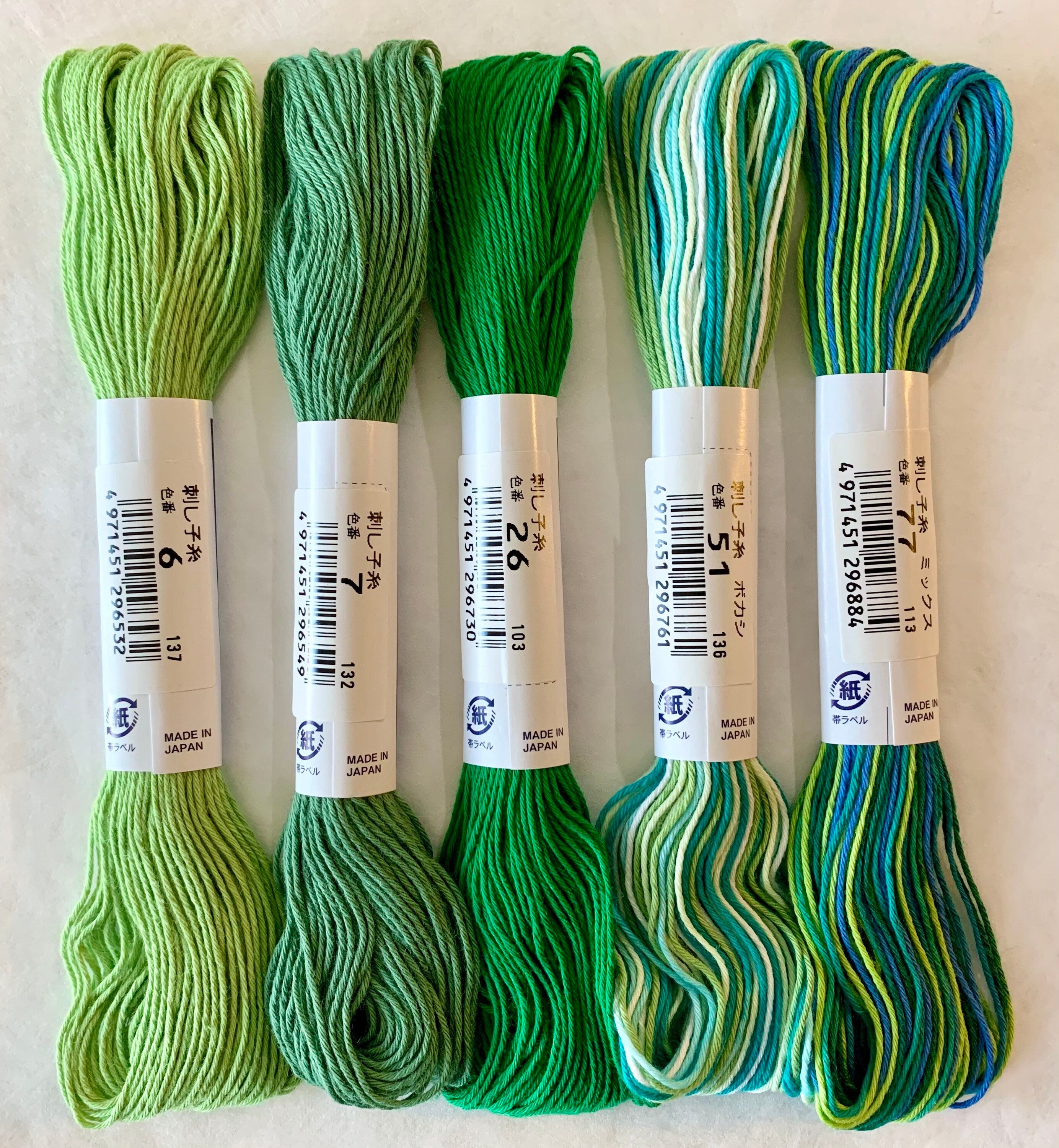 Olympus - Cotton Sashiko Thread 20m Skein - Color #6 Spring Green