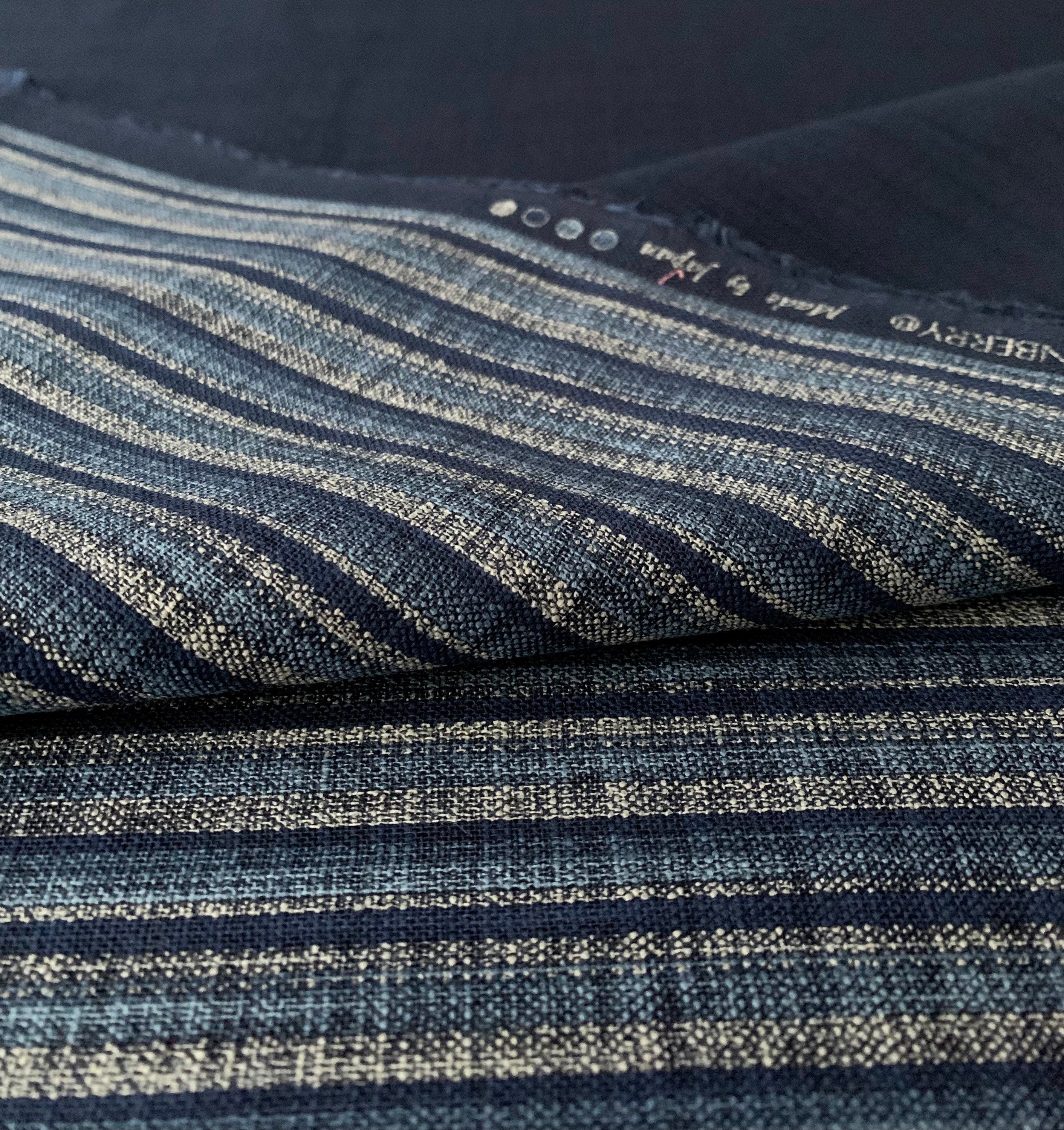 Rustic Stripe Sevenberry Japanese cotton fabric 850327-1-1 blue