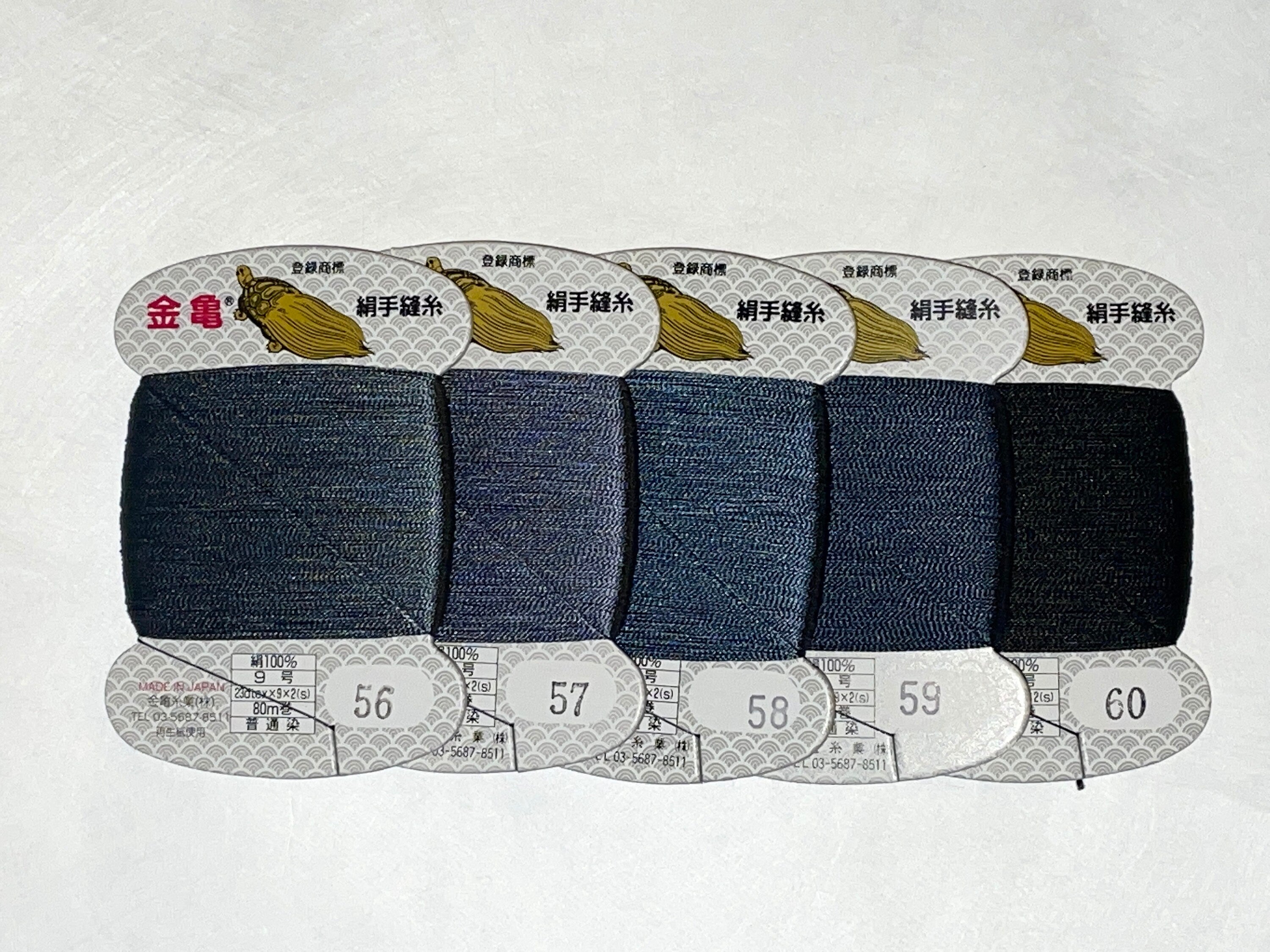 Kinkame - Silk Hand Sewing Thread 80m Card - Color #58 Deep Ocean