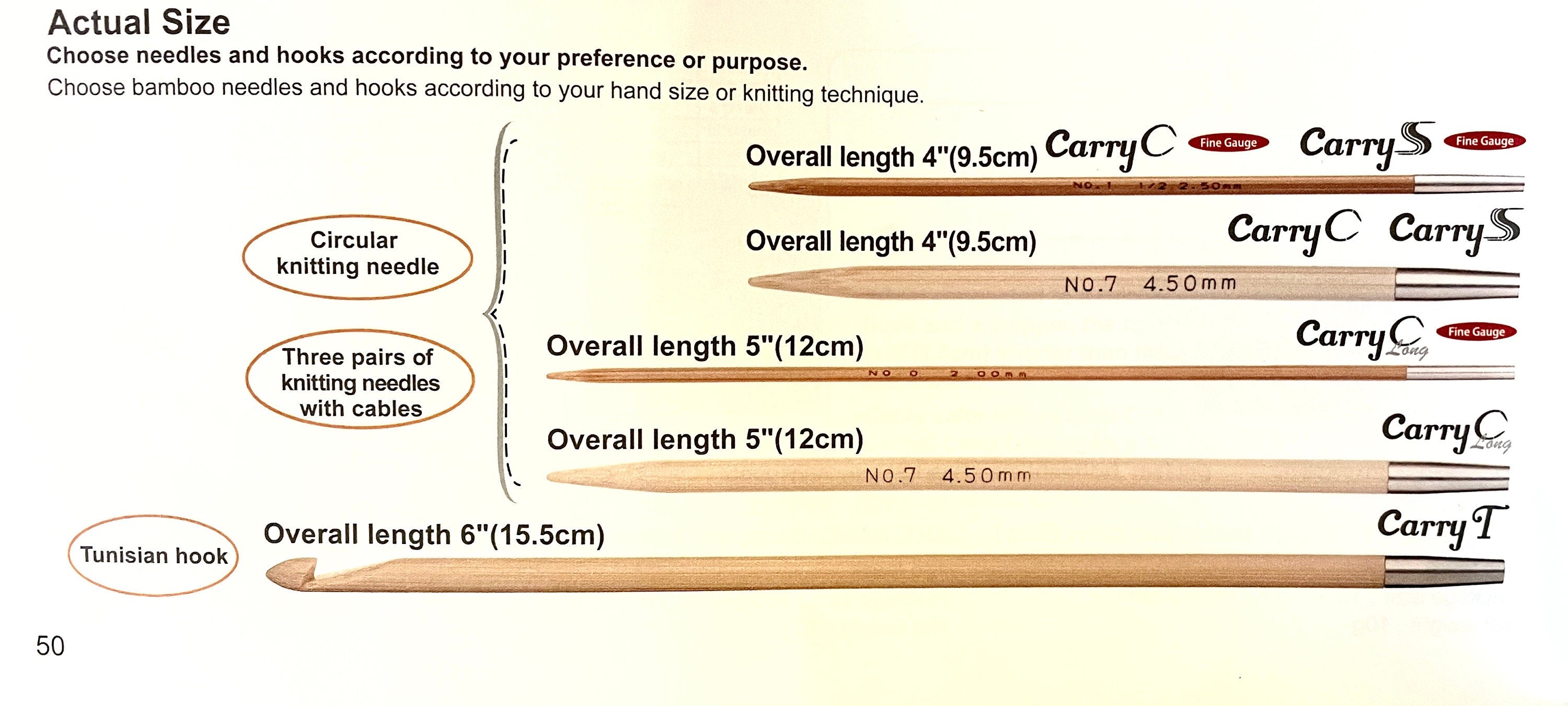 Tulip - CarryT Interchangeable Bamboo Tunisian Hook - Various Sizes