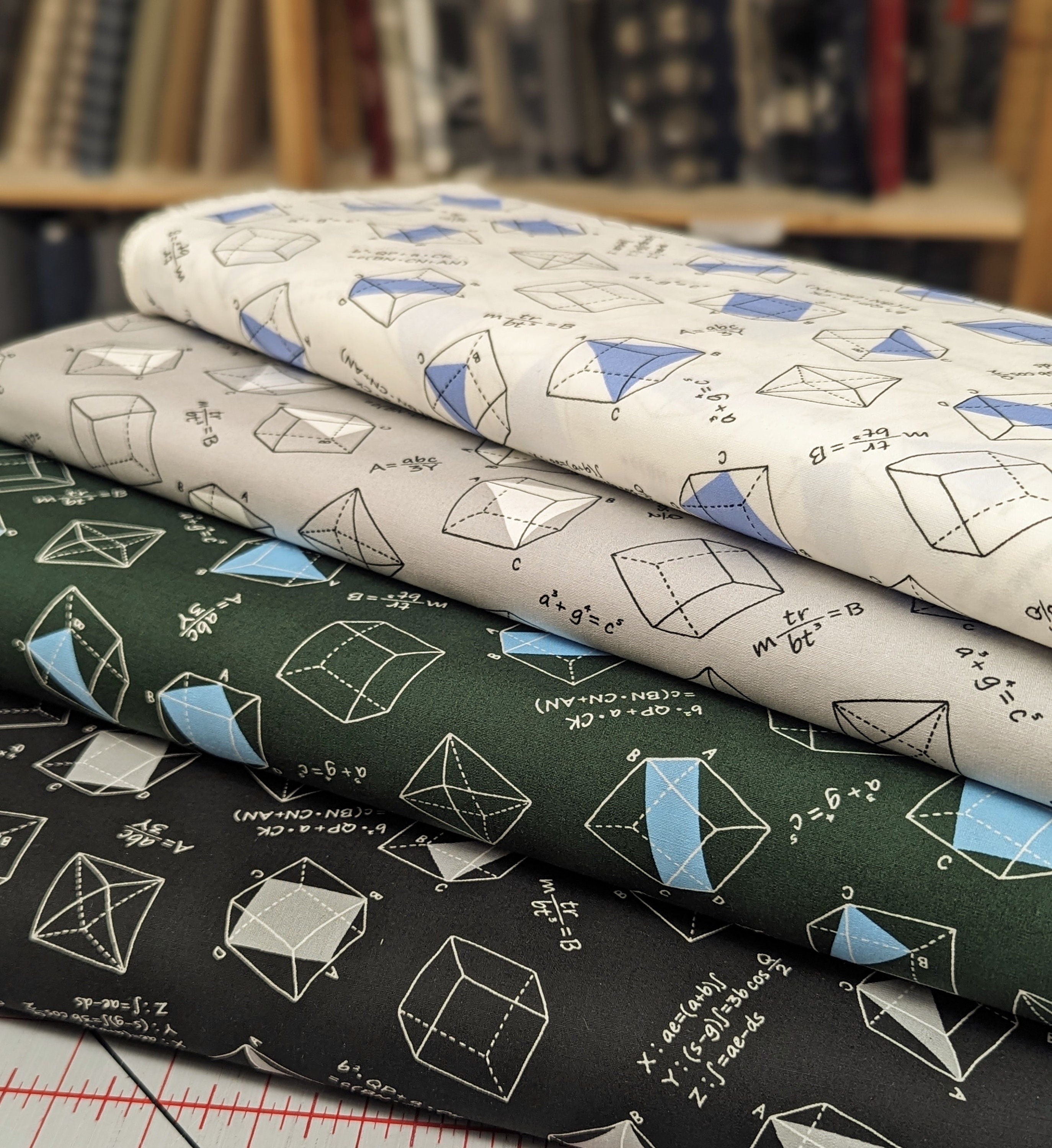 Sevenberry - SALE Geometry Cotton Fabric - Black Gray
