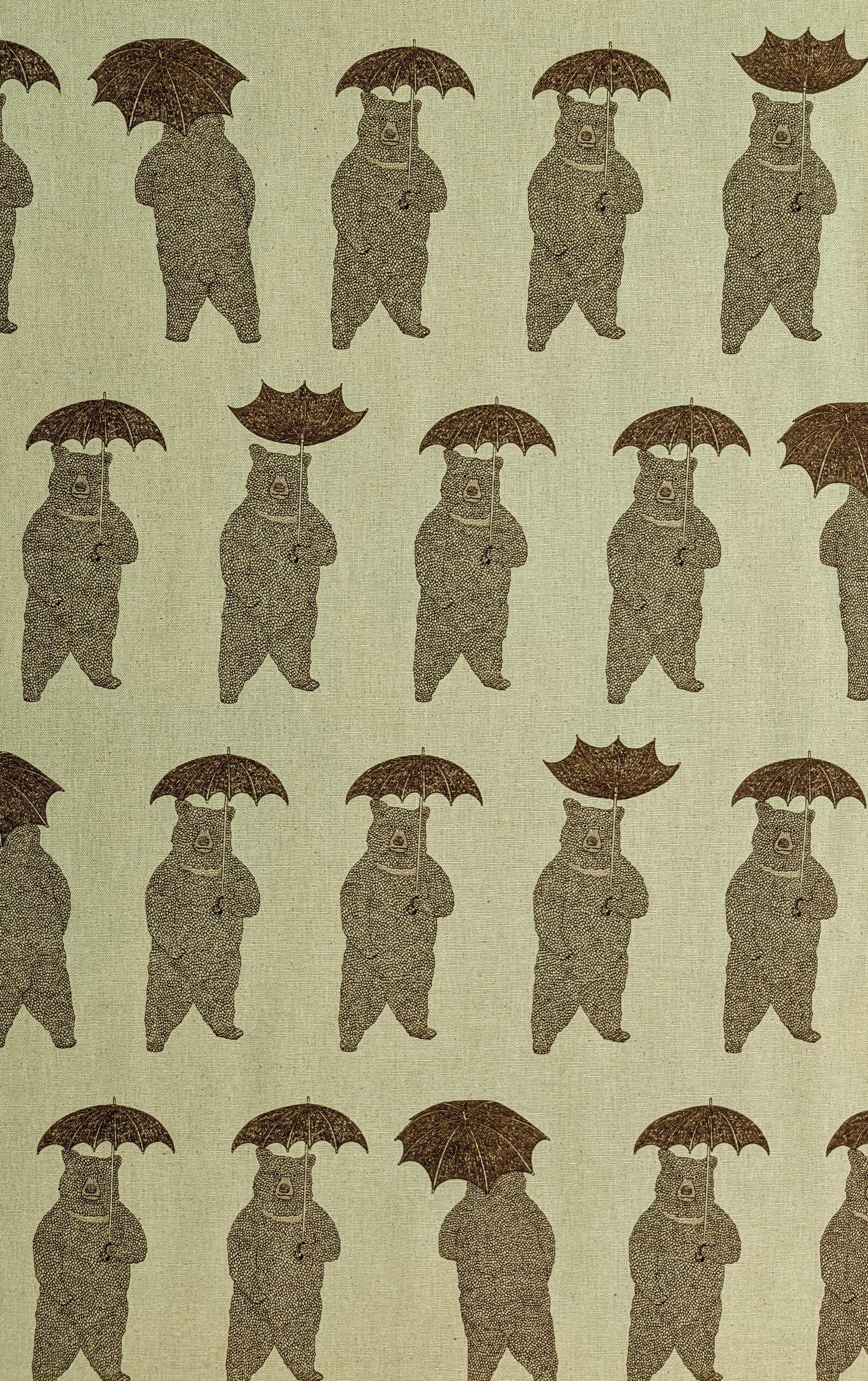 Koizumi - SWATCHES Bear-able Weather Bears with Umbreallas Cotton/Linen Canvas
