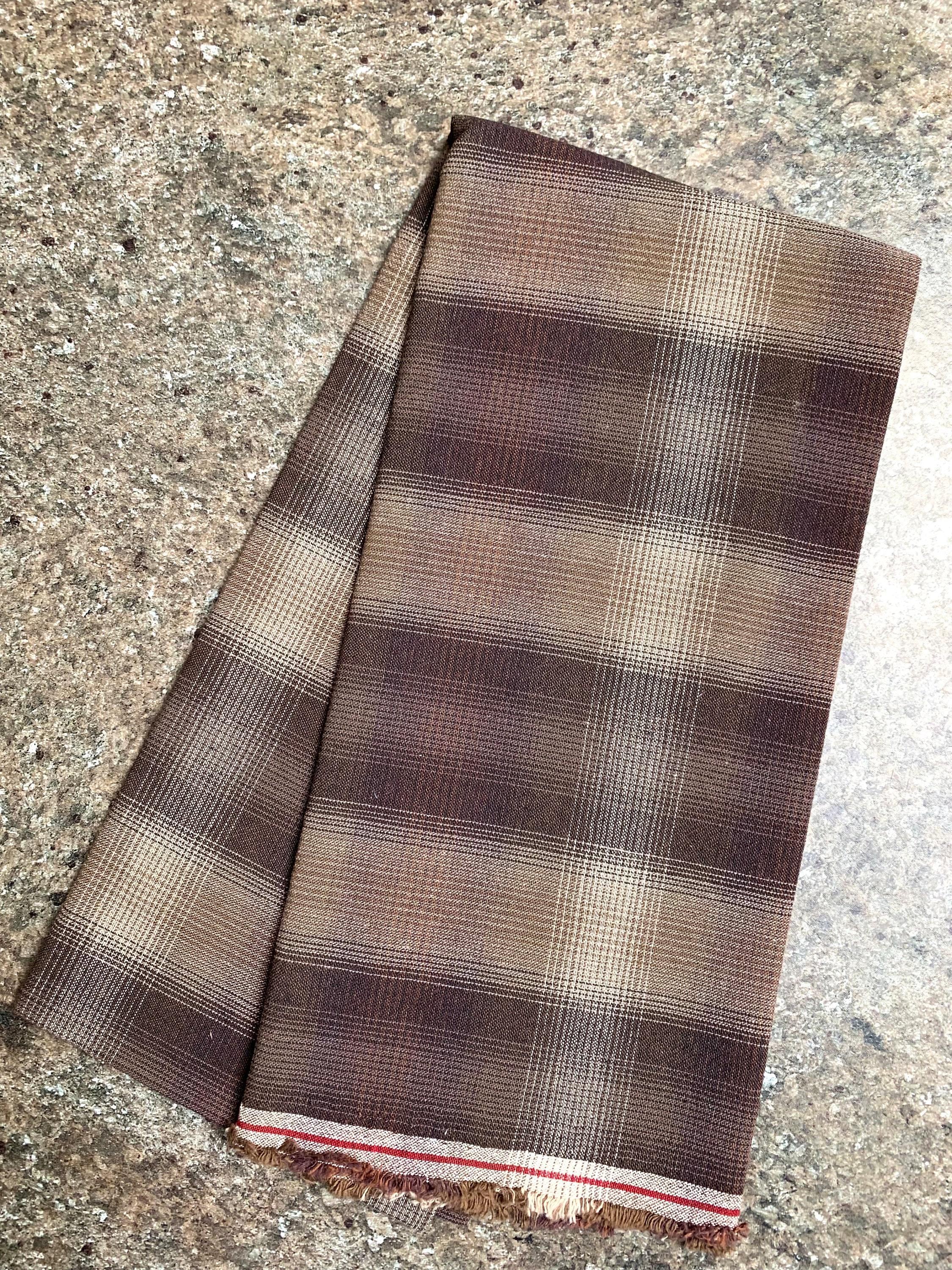 PRE-CUT Cosmo Japanese yarn dyed cotton taupe fabric half meter large plaid