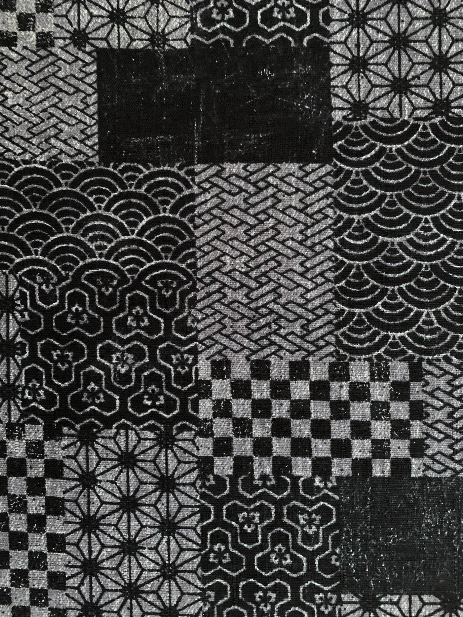 Patchwork Sevenberry Japanese cotton dobby fabric 850350-3-4 black