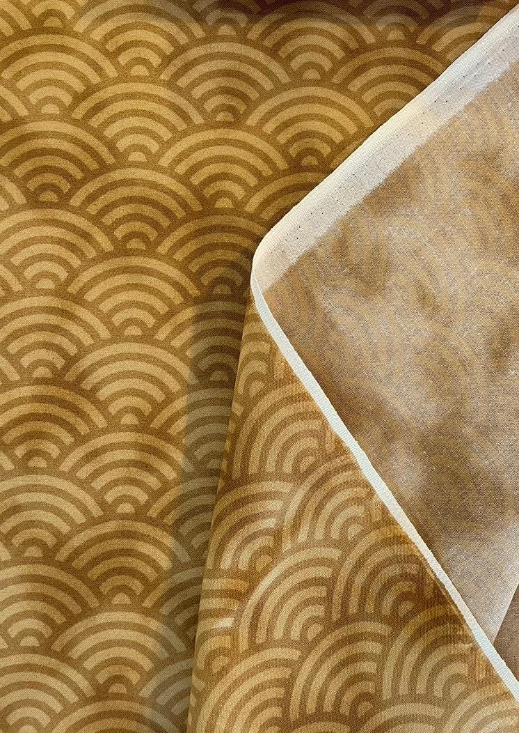 Hishiei Japanese cotton Large Scale Waves - yellow