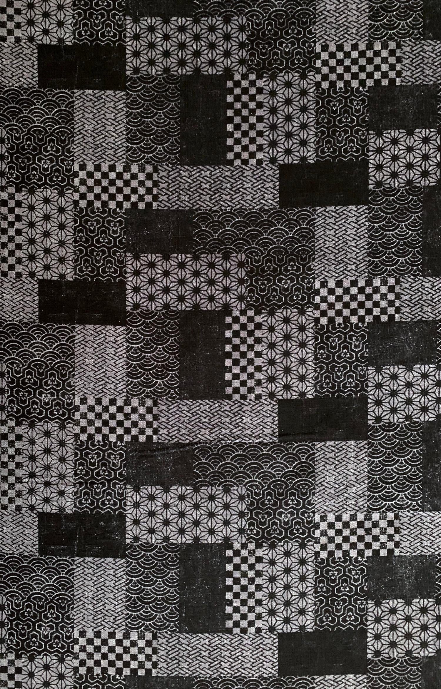 Patchwork Sevenberry Japanese cotton dobby fabric 850350-3-4 black
