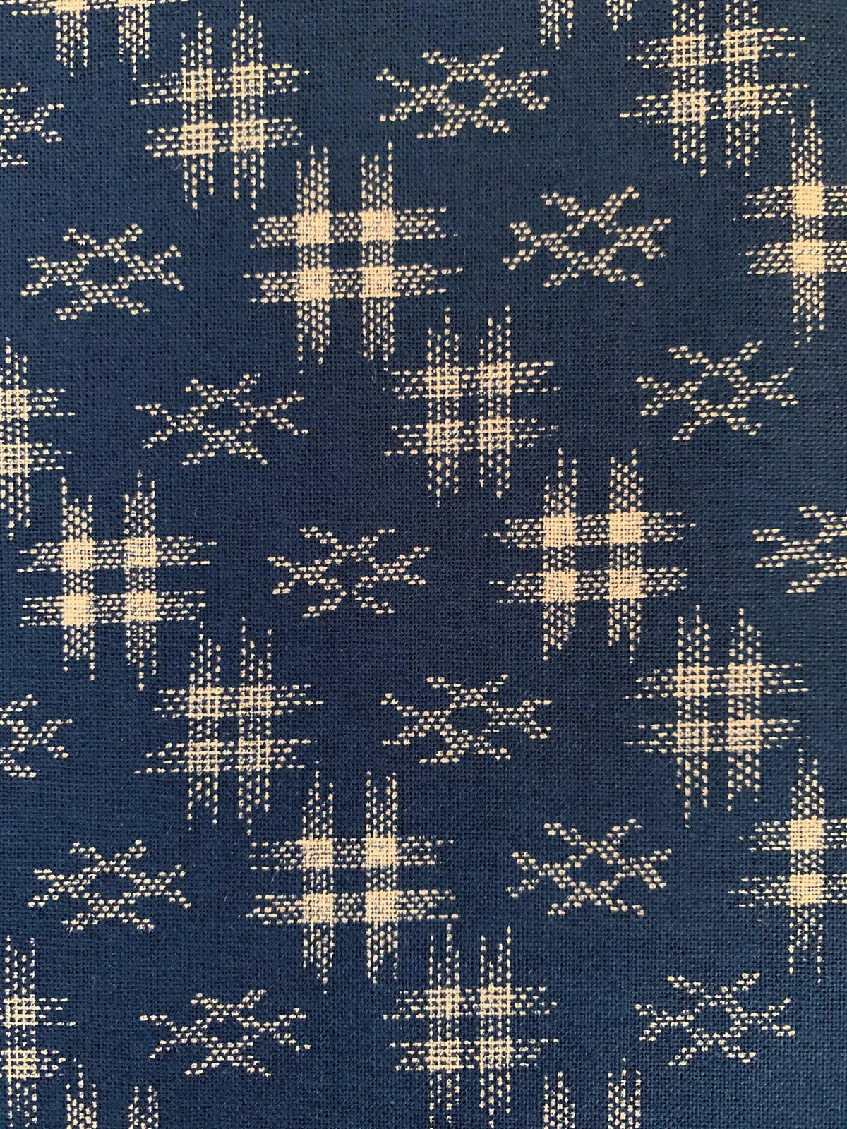 Sevenberry - Well 井戸 Hashtag Cotton Fabric - Blue Beige