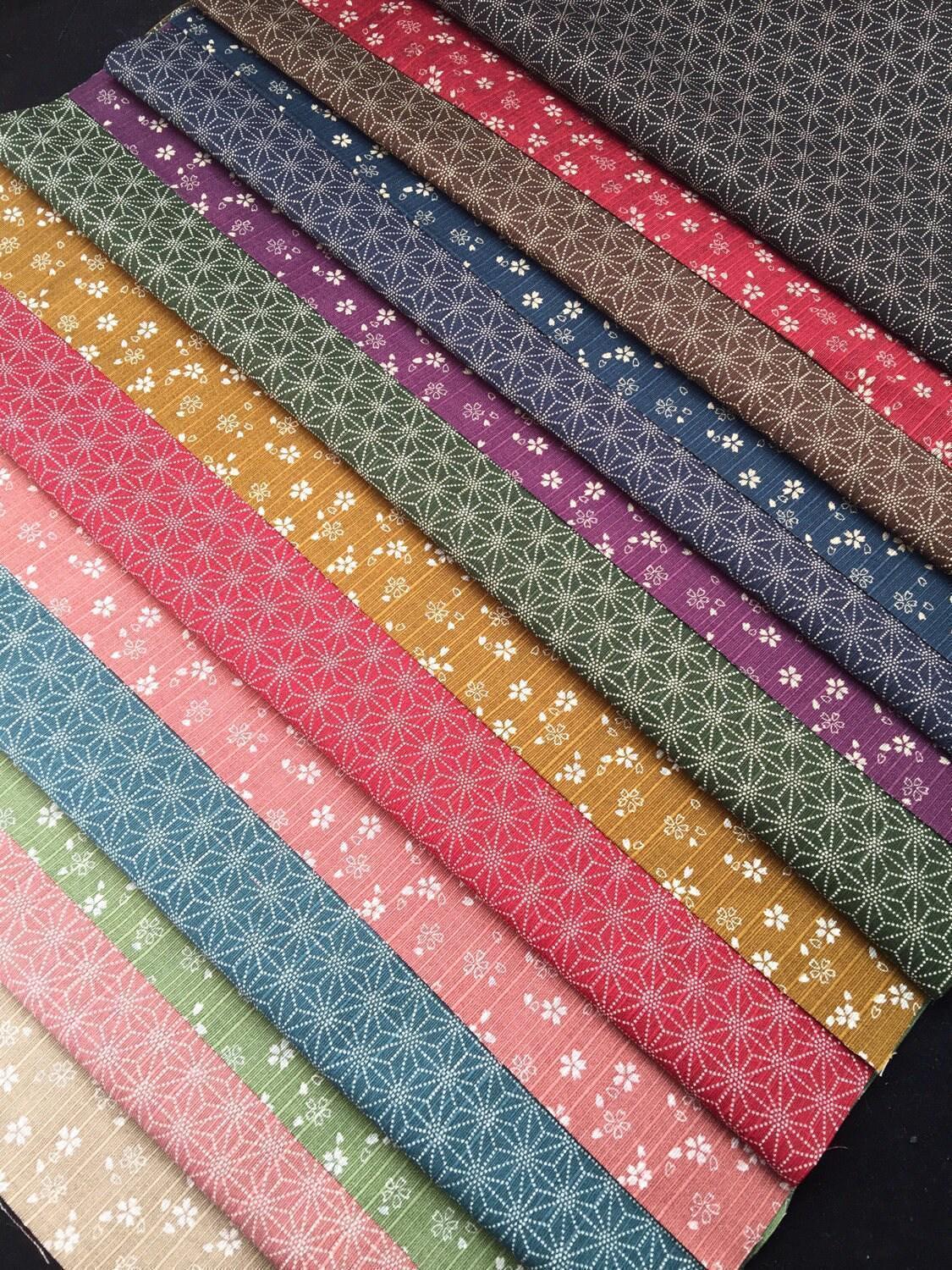 Sevenberry - Double-Sided Cherry Blossom and Asanoha Cotton Dobby - Pink and Red