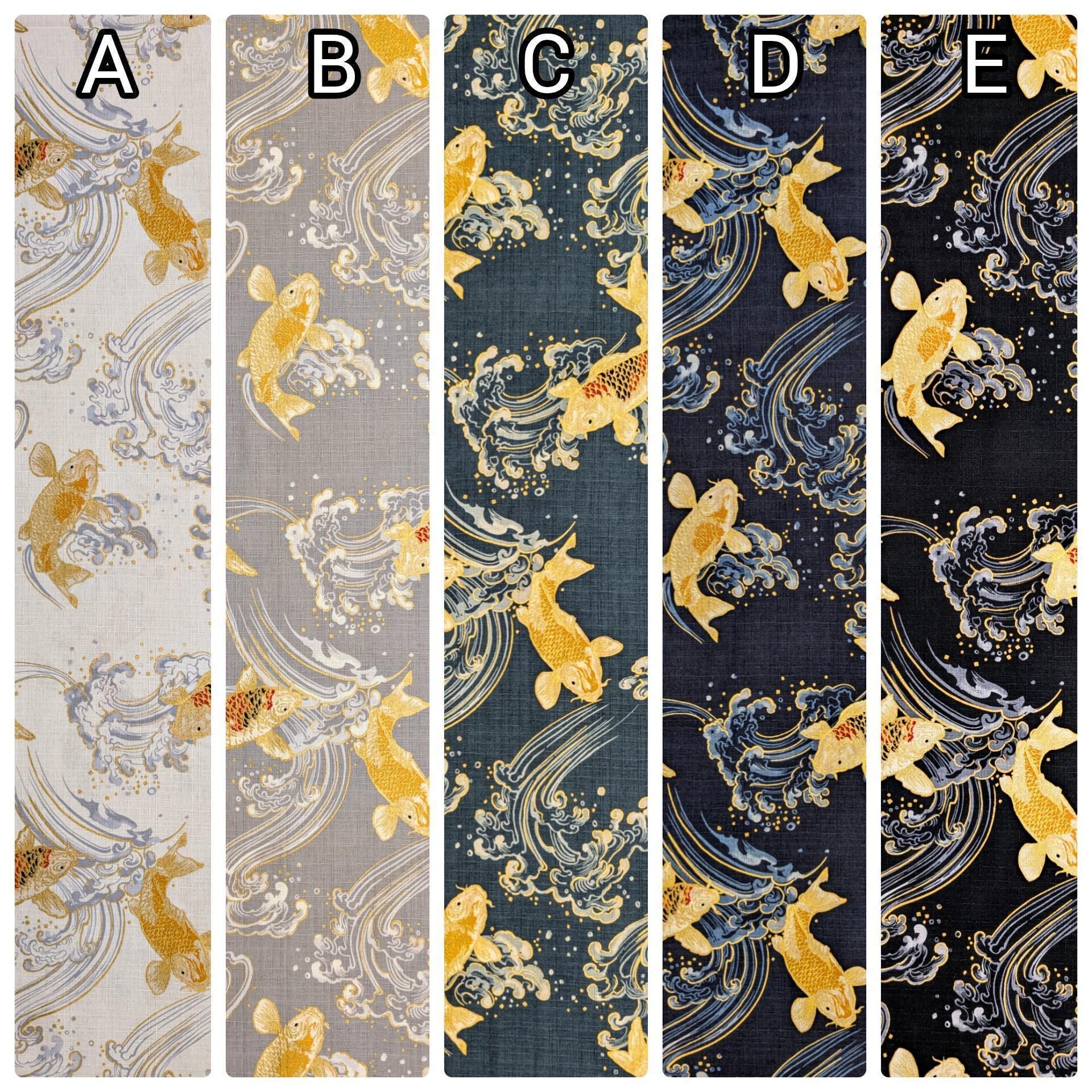 Swimming Golden Koi Hokkoh Japanese cotton dobby fabric 1025-100-2 A white