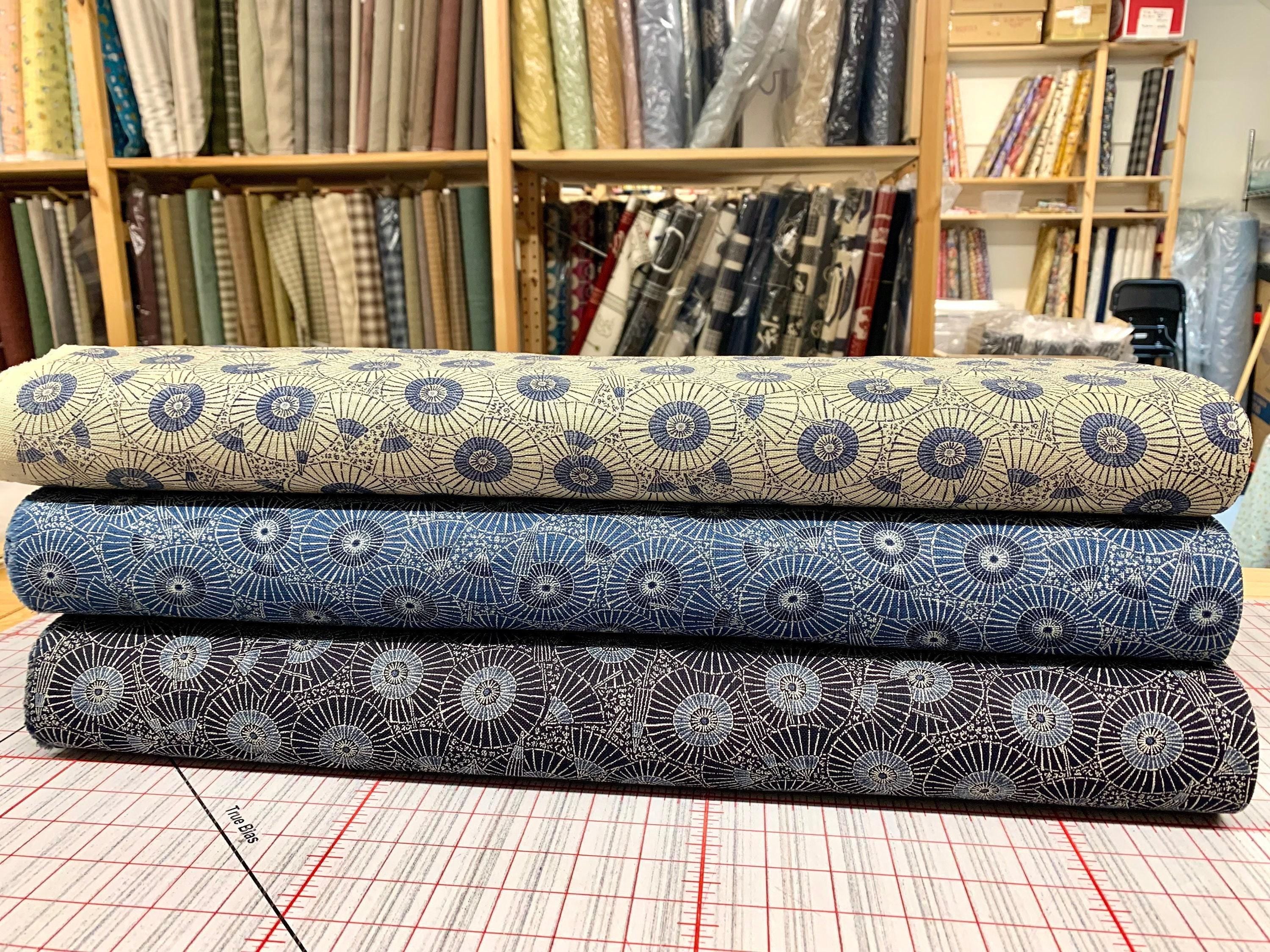 Sevenberry - Vintage Parasols Cotton Fabric - Navy Blue
