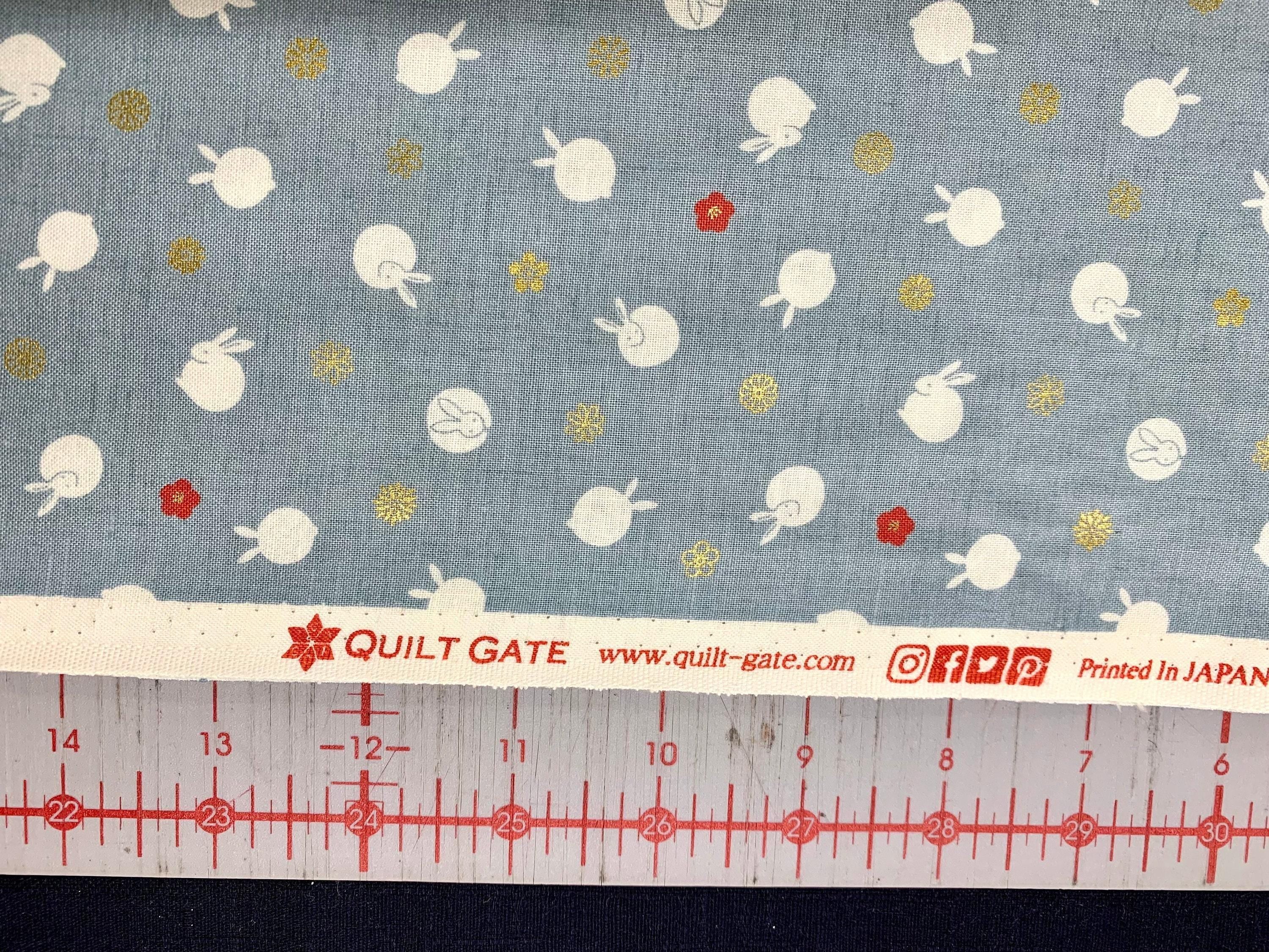 QuiltGate - Hyakka Ryoran Tiny Rabbits Cotton Fabric - Soft Blue