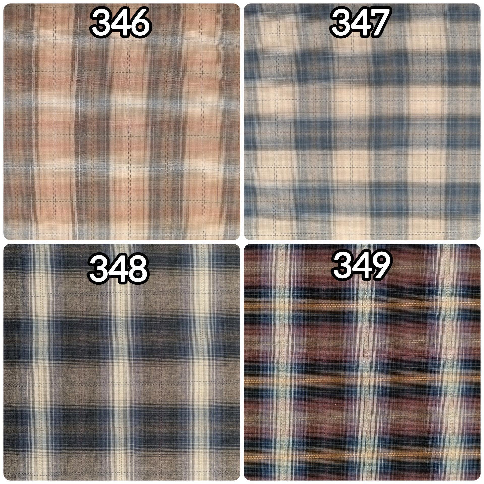 Japanese yarn dyed big plaid cotton fabric 4547-346 light peach, blue & white